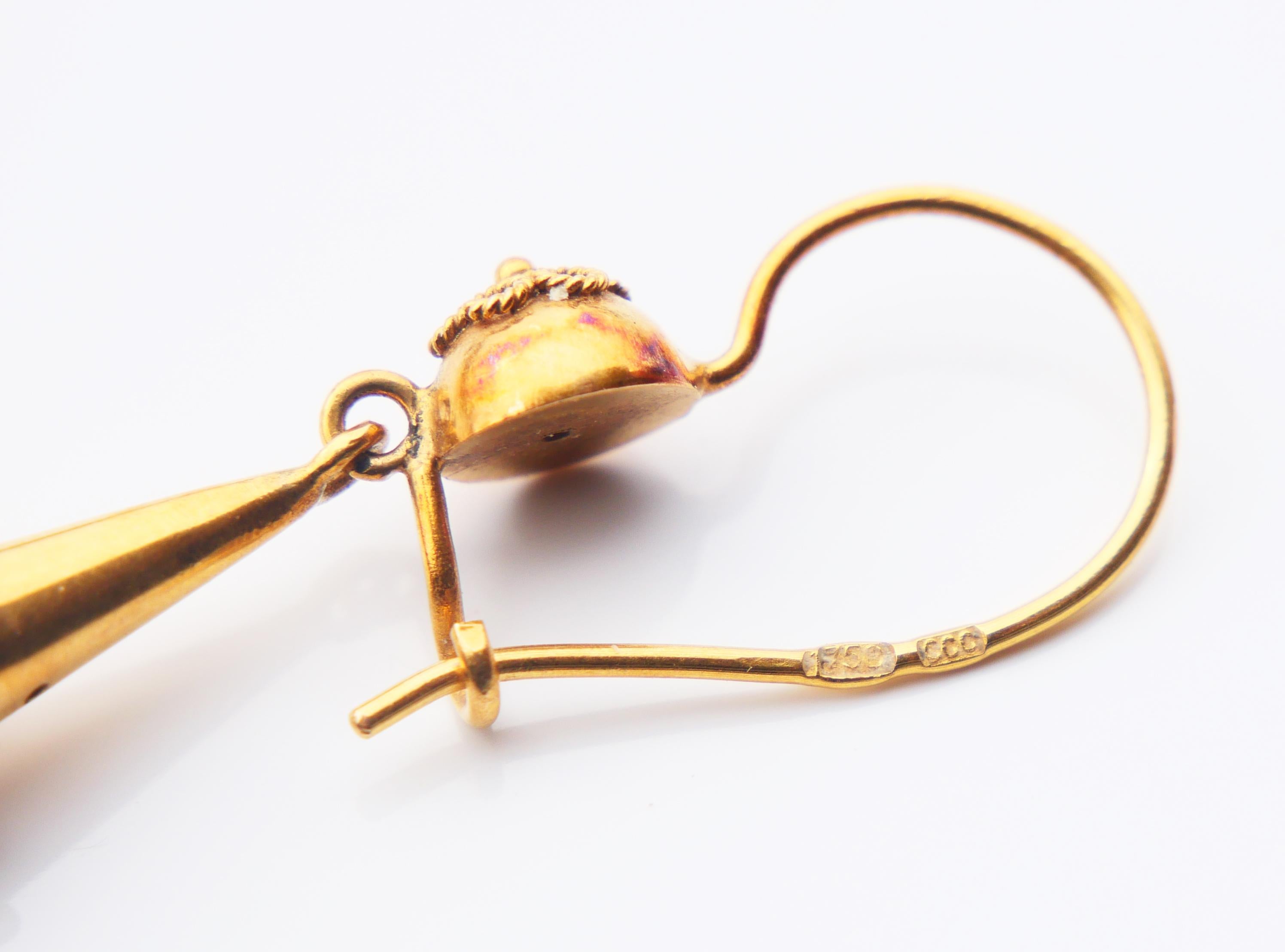 Antike Etruskische Stil Granulierte Ohrringe baumeln massiv  18K Gold / 7.1gr im Angebot 5