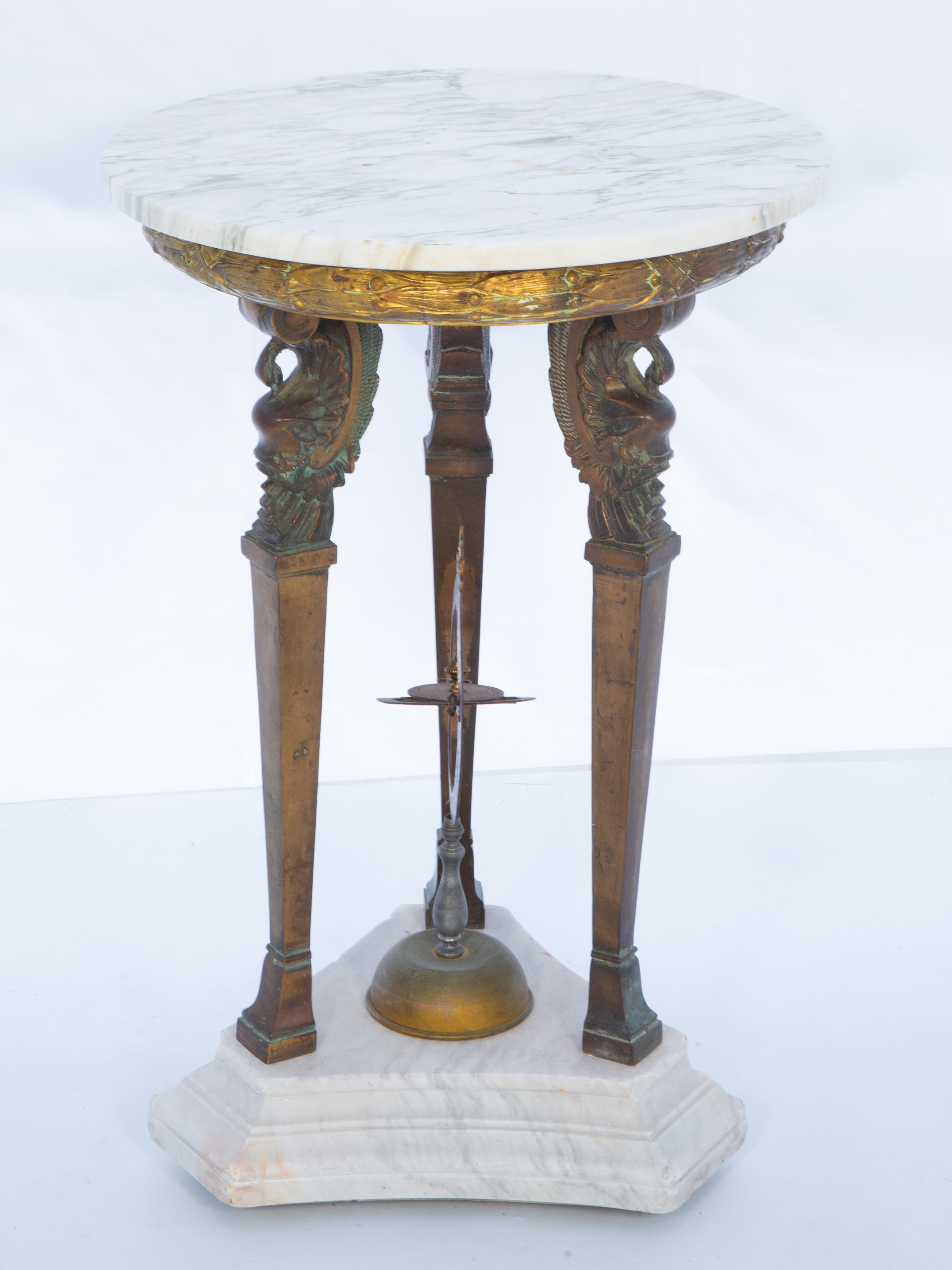 Antique Etruscan Style Table of Gilt Bronze and Marble For Sale 1