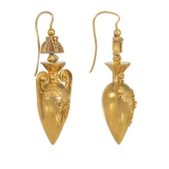 Antique Etruscan style urn earrings