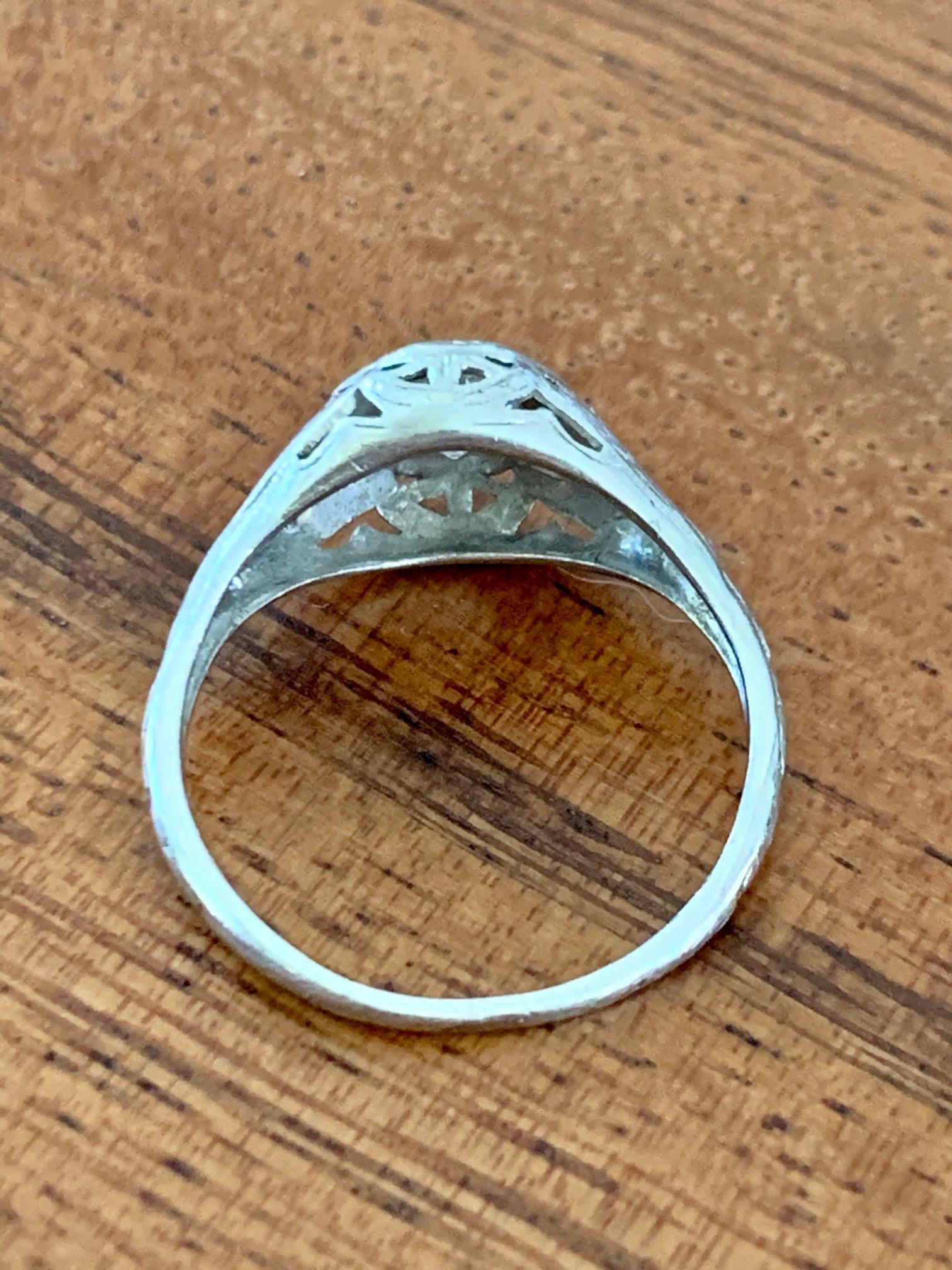 Antique Euro Cut .5 Carat Diamond Platinum Ring In Fair Condition For Sale In St. Louis Park, MN