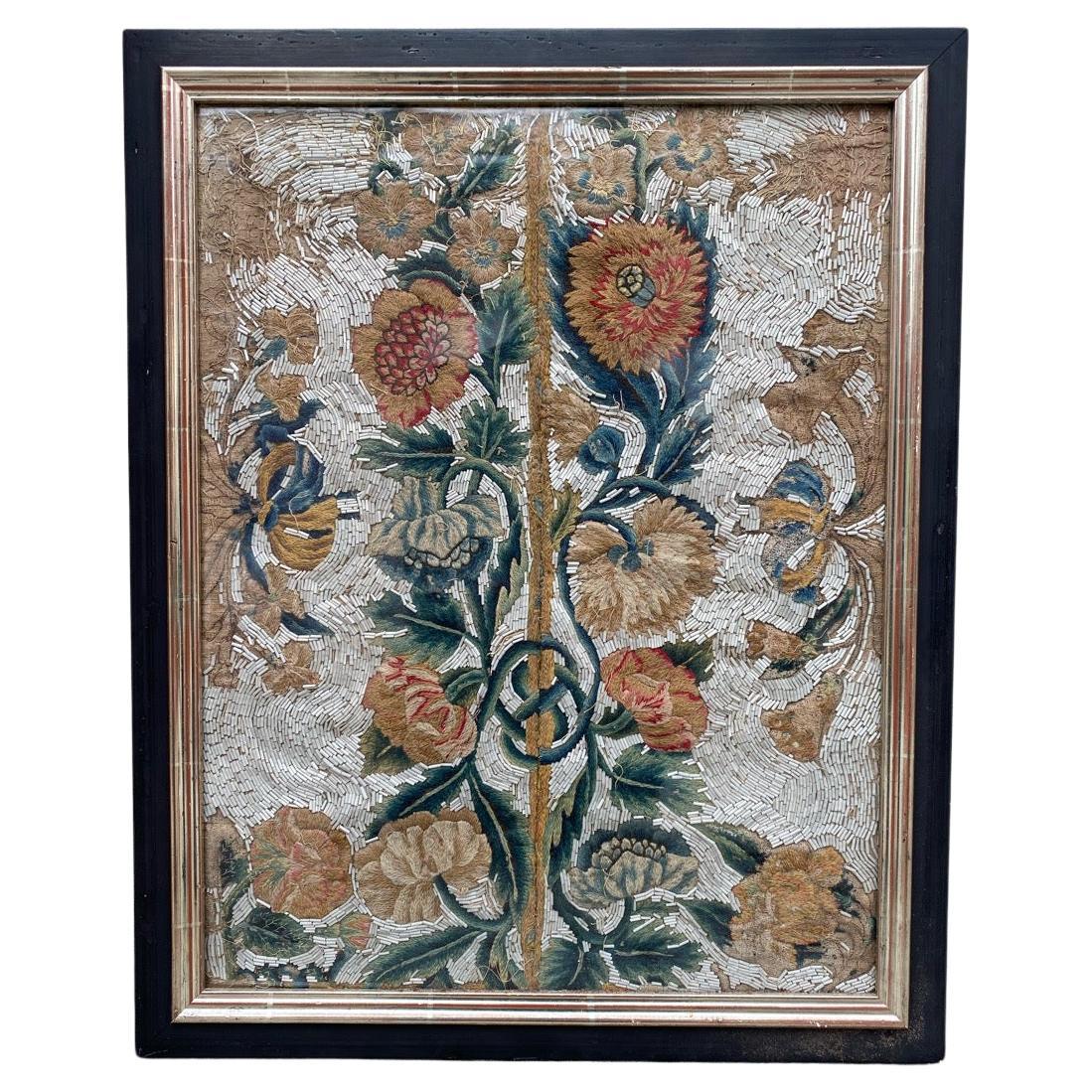 Antique European 17th Century Embroidery Fragment