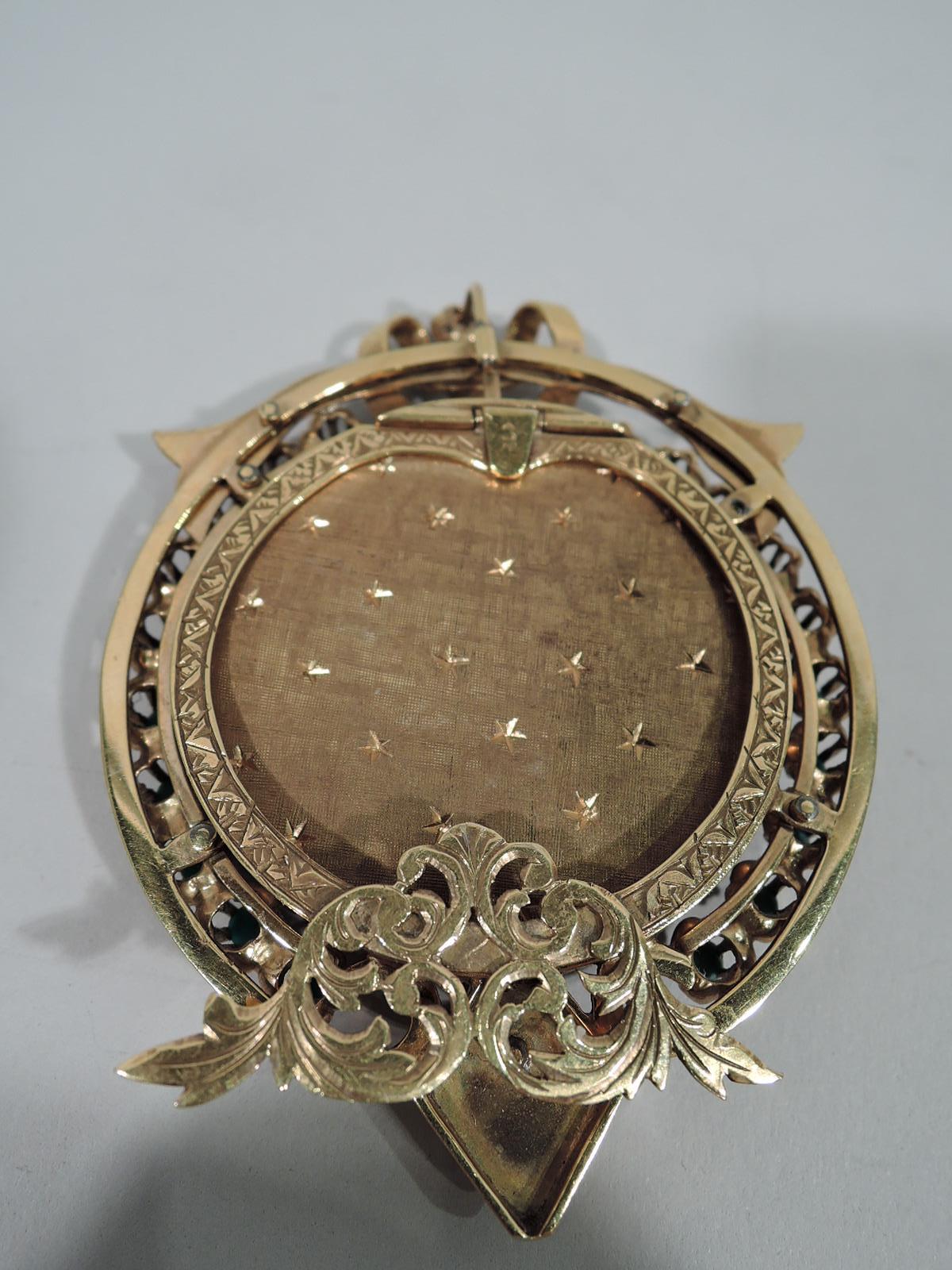 Edwardian Antique European 18 Karat Gold, Turquoise, and Enamel Boudoir Picture Frame
