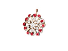 Antique European 3.70 Carat Diamond and Ruby Pin/Pendant 'GIA'