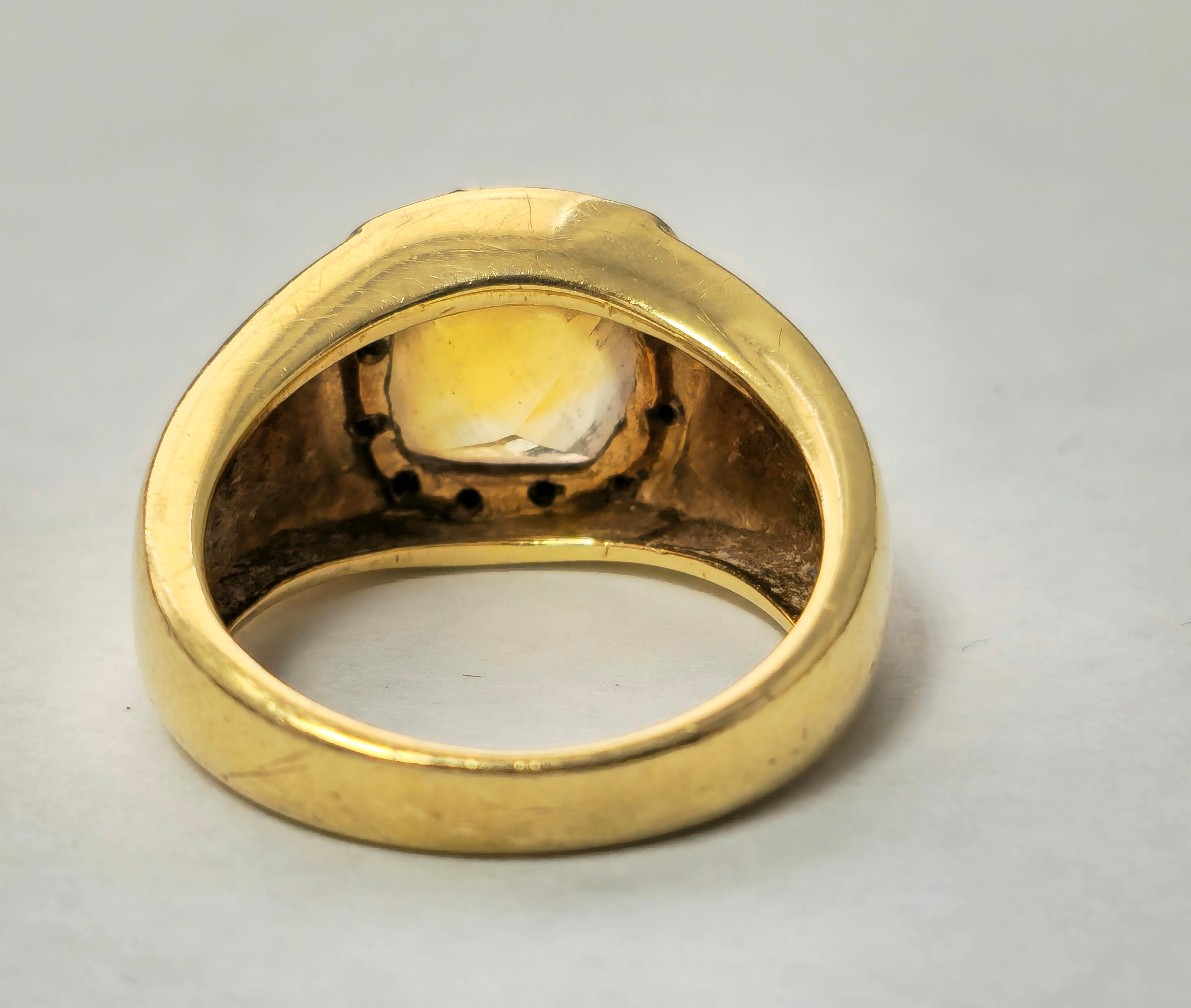 Round Cut Antique European 4.90 Carat Yellow Citirine Ring Unisex For Sale