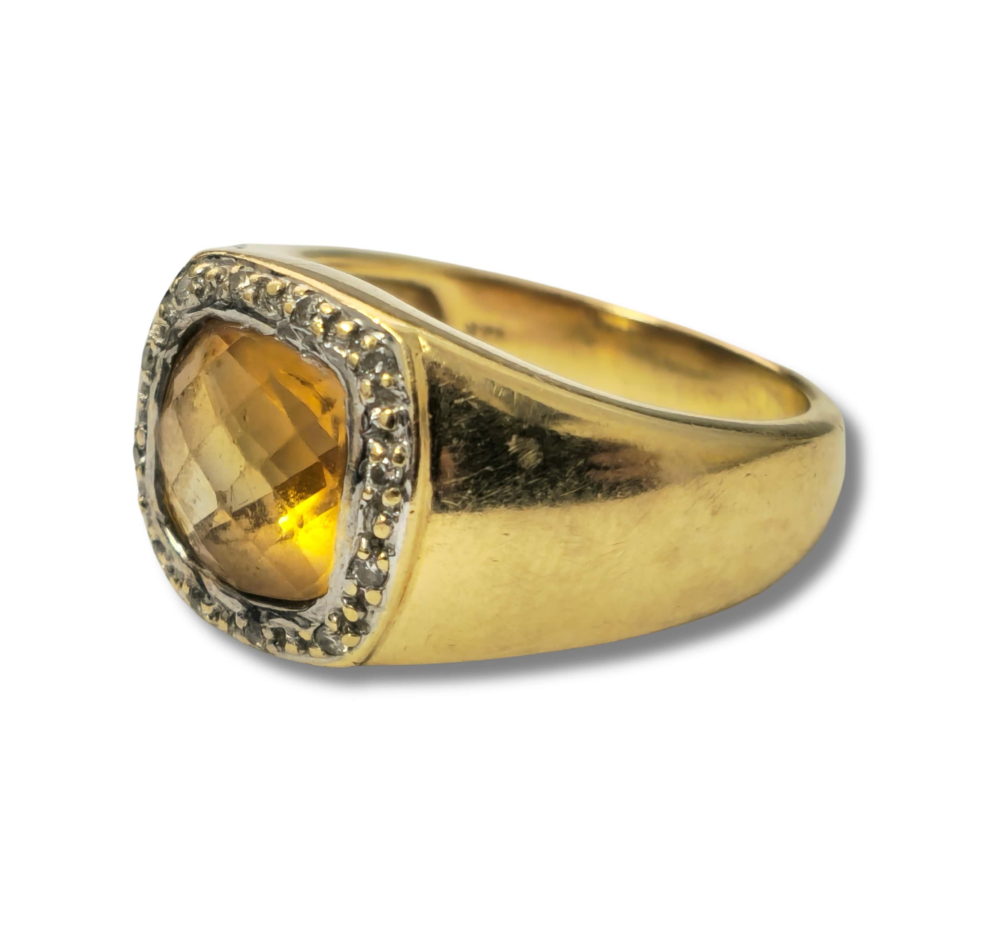 Anillo Europeo Antiguo de Citirino Amarillo de 4,90 Quilates Unisex Corte redondo en venta