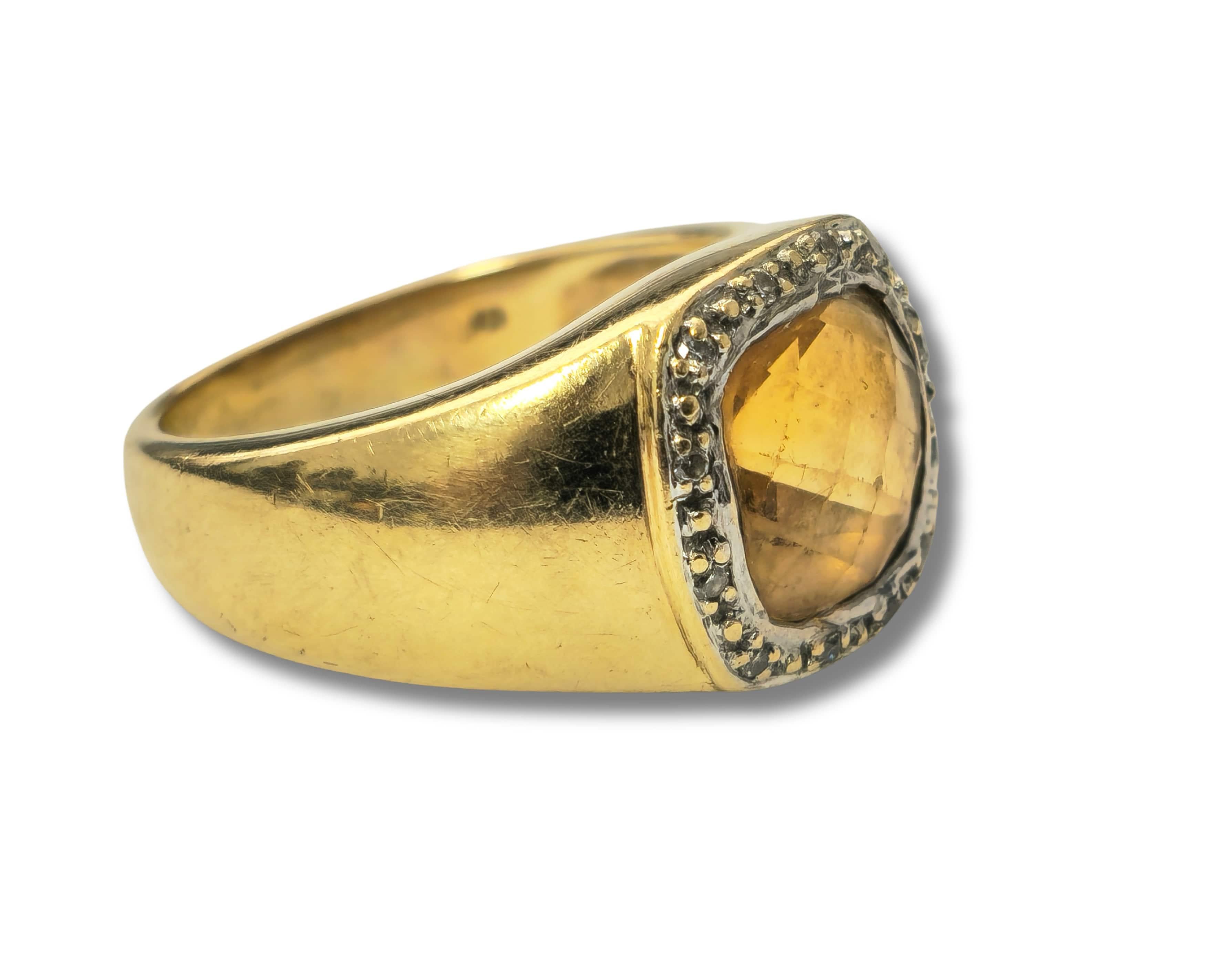 Anillo Europeo Antiguo de Citirino Amarillo de 4,90 Quilates Unisex en Excelente estado para la venta en Miami, FL