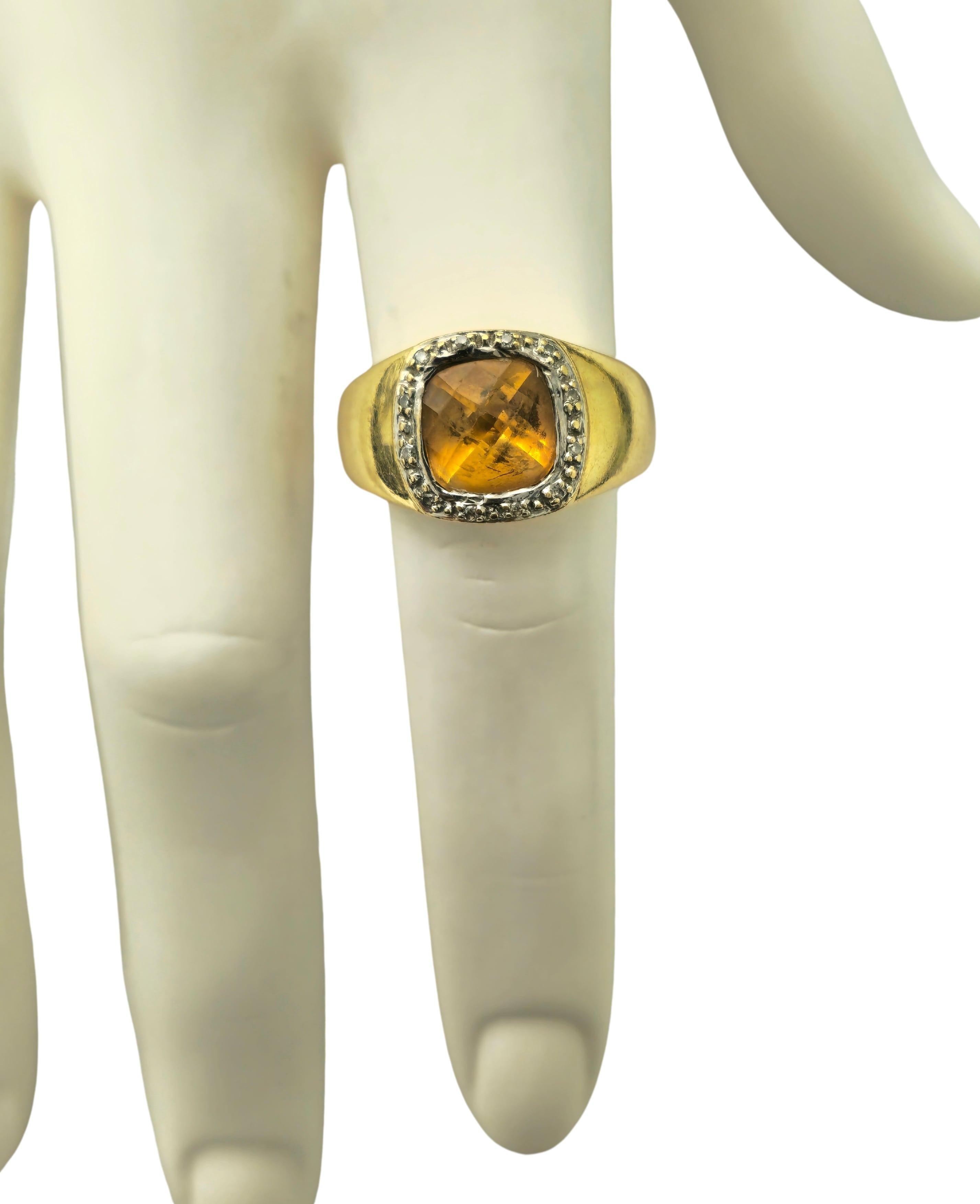 Anillo Europeo Antiguo de Citirino Amarillo de 4,90 Quilates Unisex en venta 1