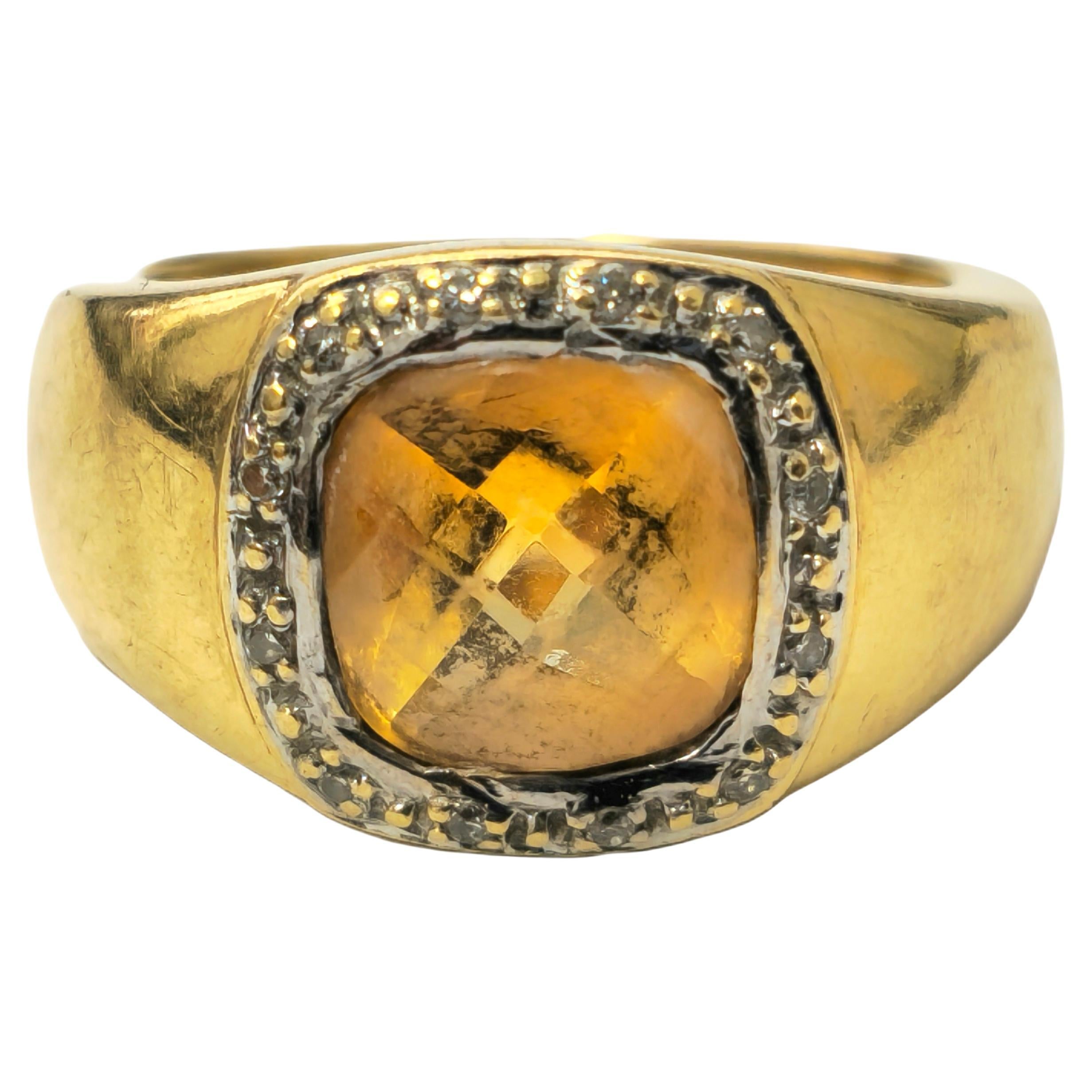 Anillo Europeo Antiguo de Citirino Amarillo de 4,90 Quilates Unisex en venta