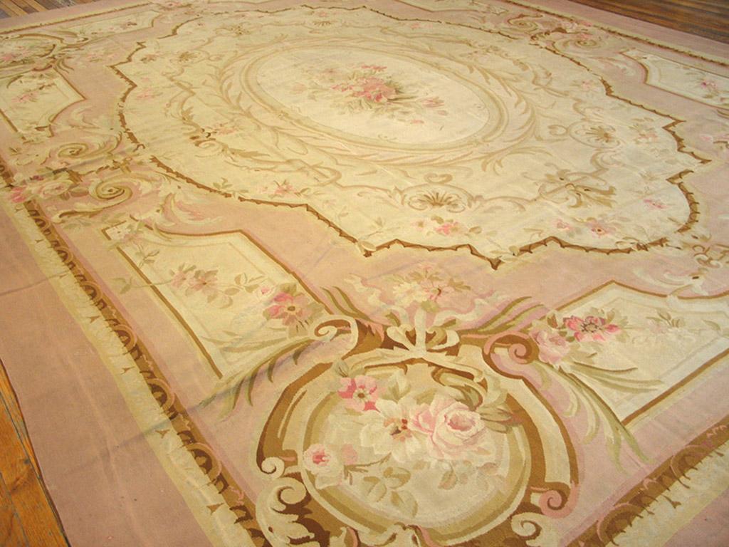 Hand-Woven 19th Century French Aubusson Carpet Napoleon III Period (10'10