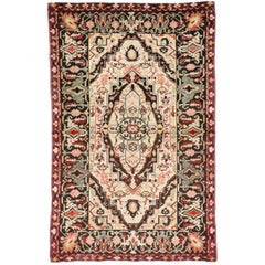 Antique European Accent Rug with Persian Serapi Design