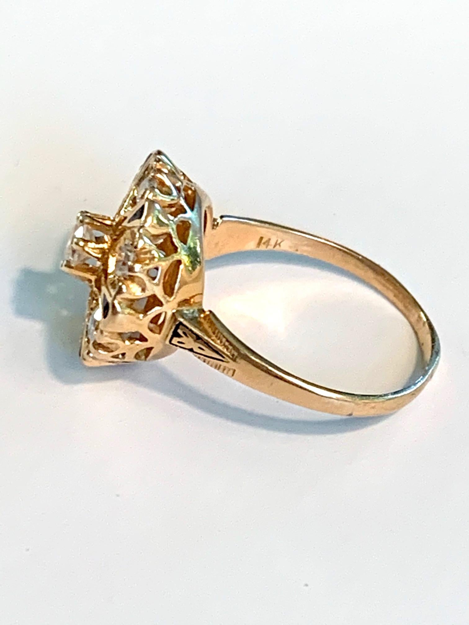 Antique European and Old Cut Diamond and Enamel Ring 3