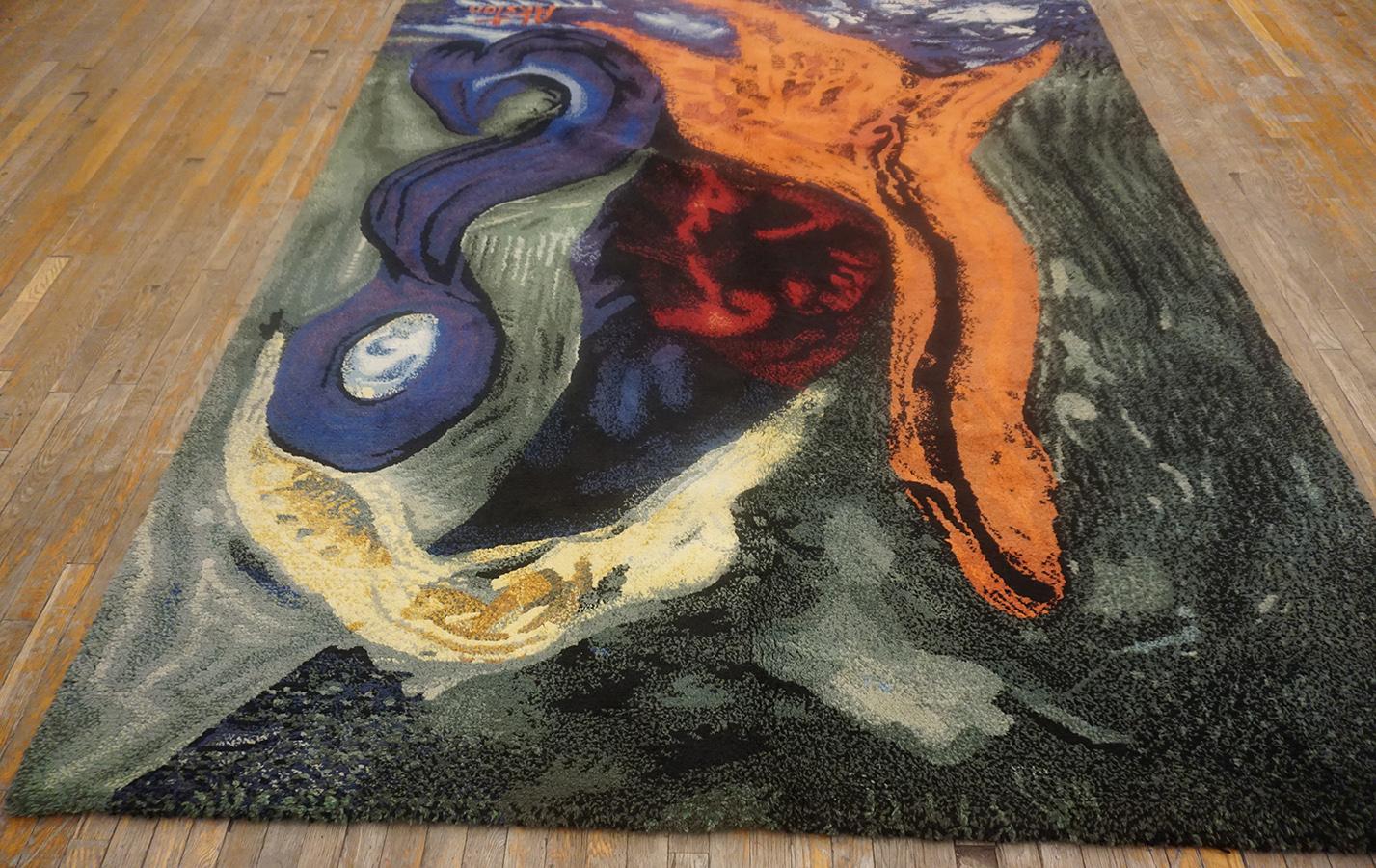 Spanish Vintage 1970s Mid Century Art Moderne Carpet ( 7'3