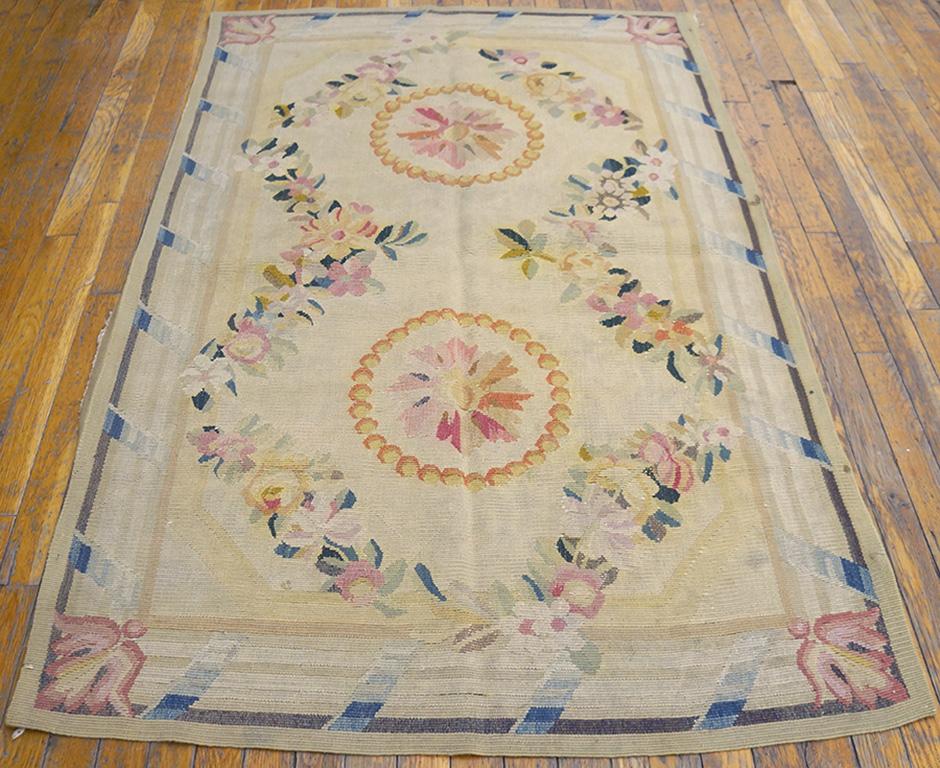 Antique European Aubosson rug, size: 3'6