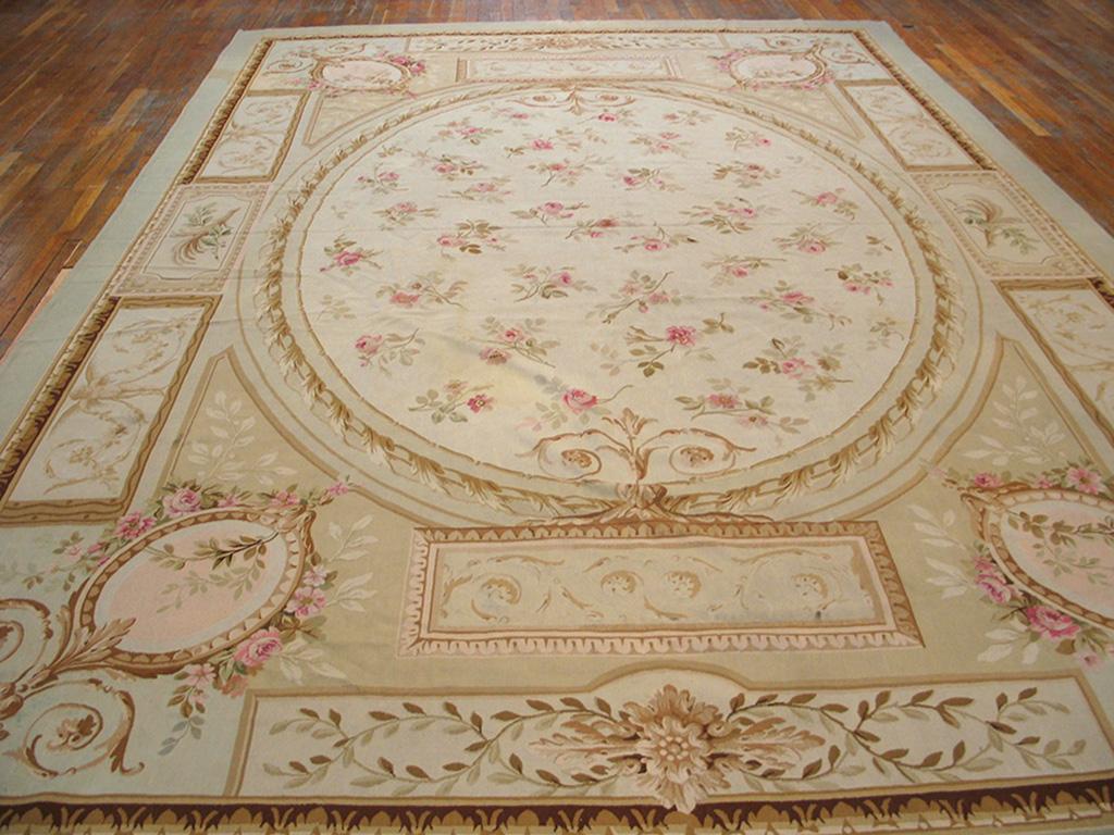 Antique European Aubusson rug. Measures: 10'4
