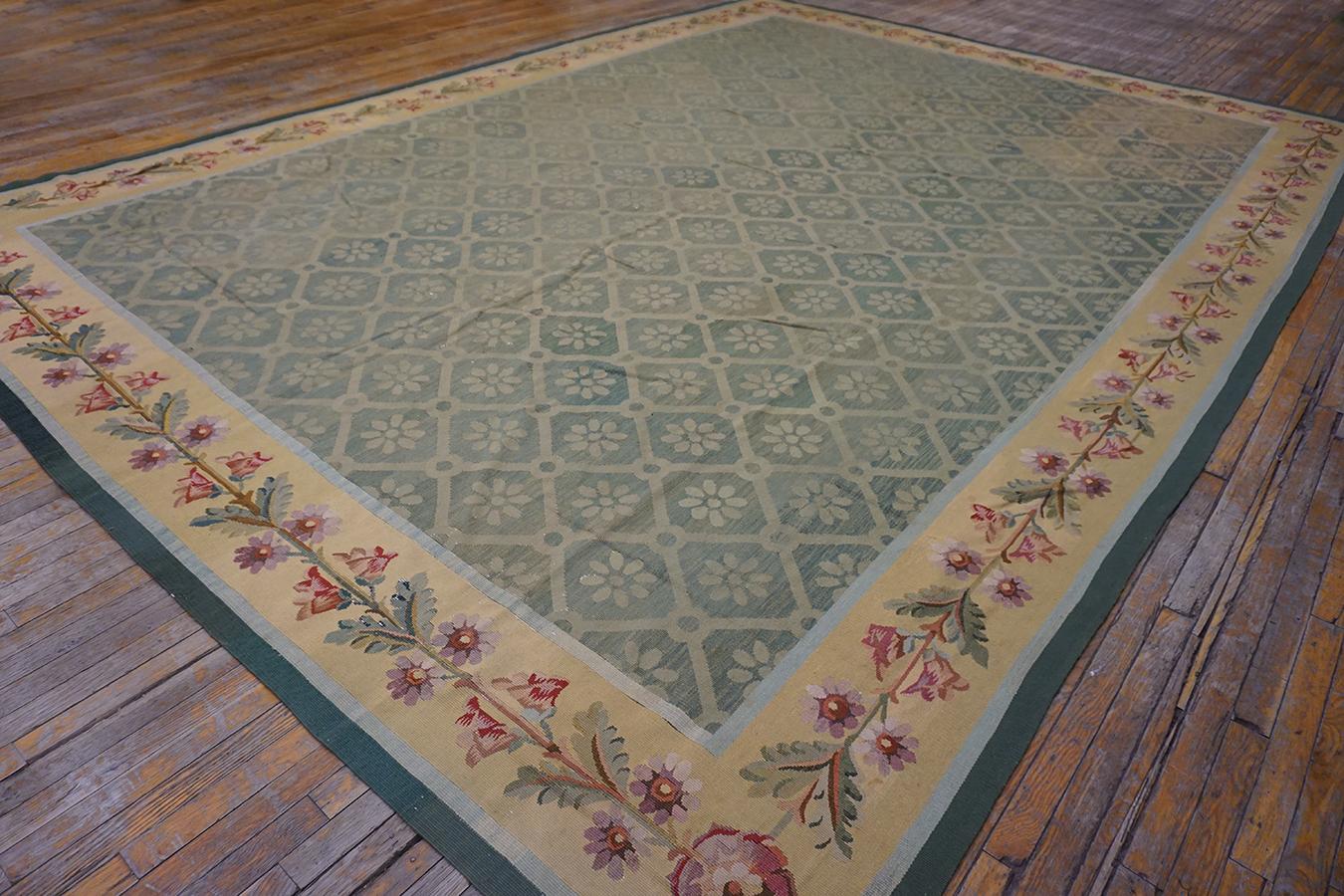 Hand-Woven 1920s French Aubusson Carpet in Empire Style ( 11'2