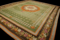 Impressively Detailed Flower Empire Period Style Antique French Aubusson Rug