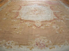 1880s Pink Ivory Formal French Aubusson Carpet Napoleon III Period 15' x 18' Rug