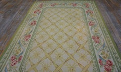 1920s Ivory Floral Antique French Aubusson Carpet 6' x 8'3" Rococo Revival Rug