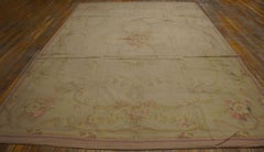 Sublime Antique with a Delicate Small Center Floral Bouquet Aubusson French Rug