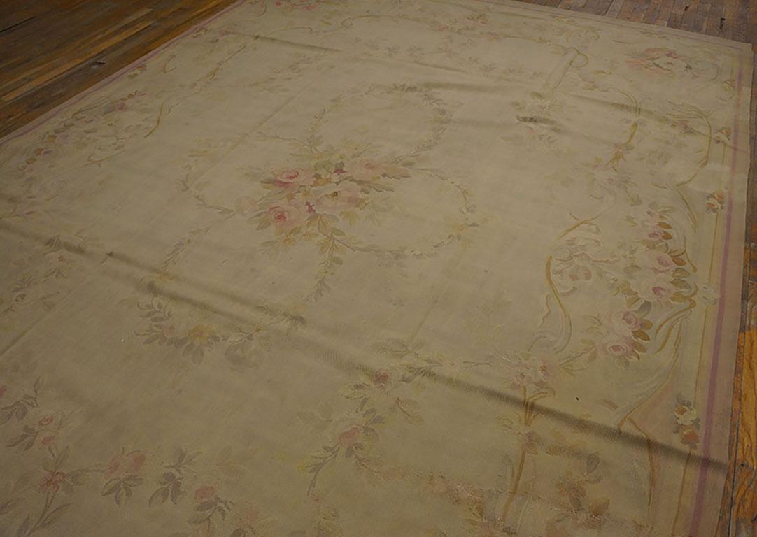 Wool Antique French Aubusson Carpet  For Sale