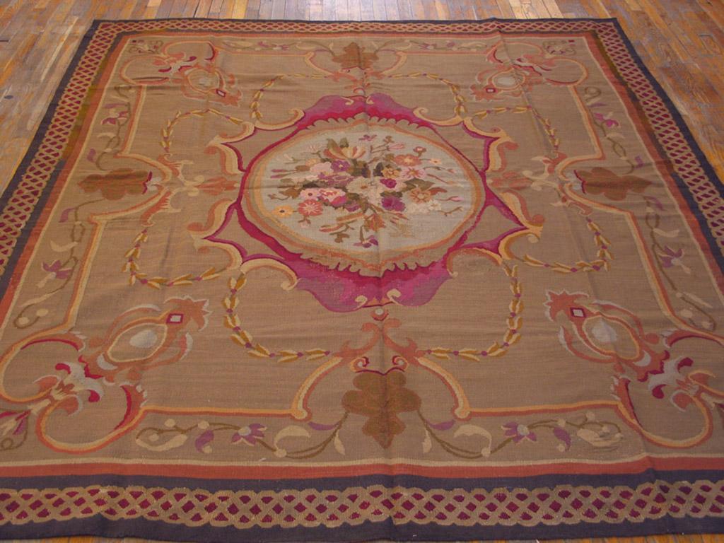 French Aubusson Carpet from Charles X period 
 Size: 8'0