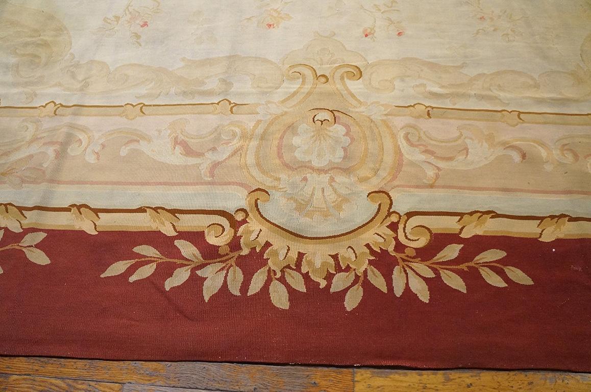 Wool Late 19th Century French Aubusson Carpet ( 9'7
