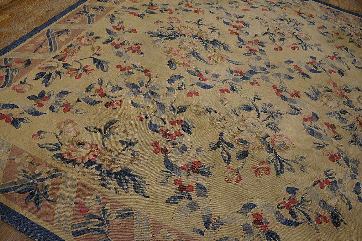 Wool Early 20th Century French Aubusson Carpet ( 9'8
