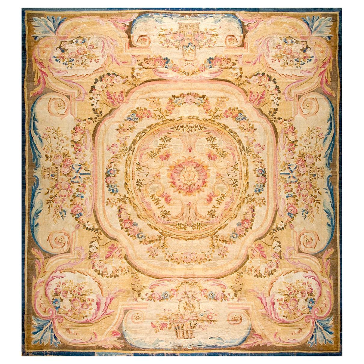 18th Century French Aubusson Louis XVI Period Carpet (15'8" x 16'10"-478 x 513)  For Sale