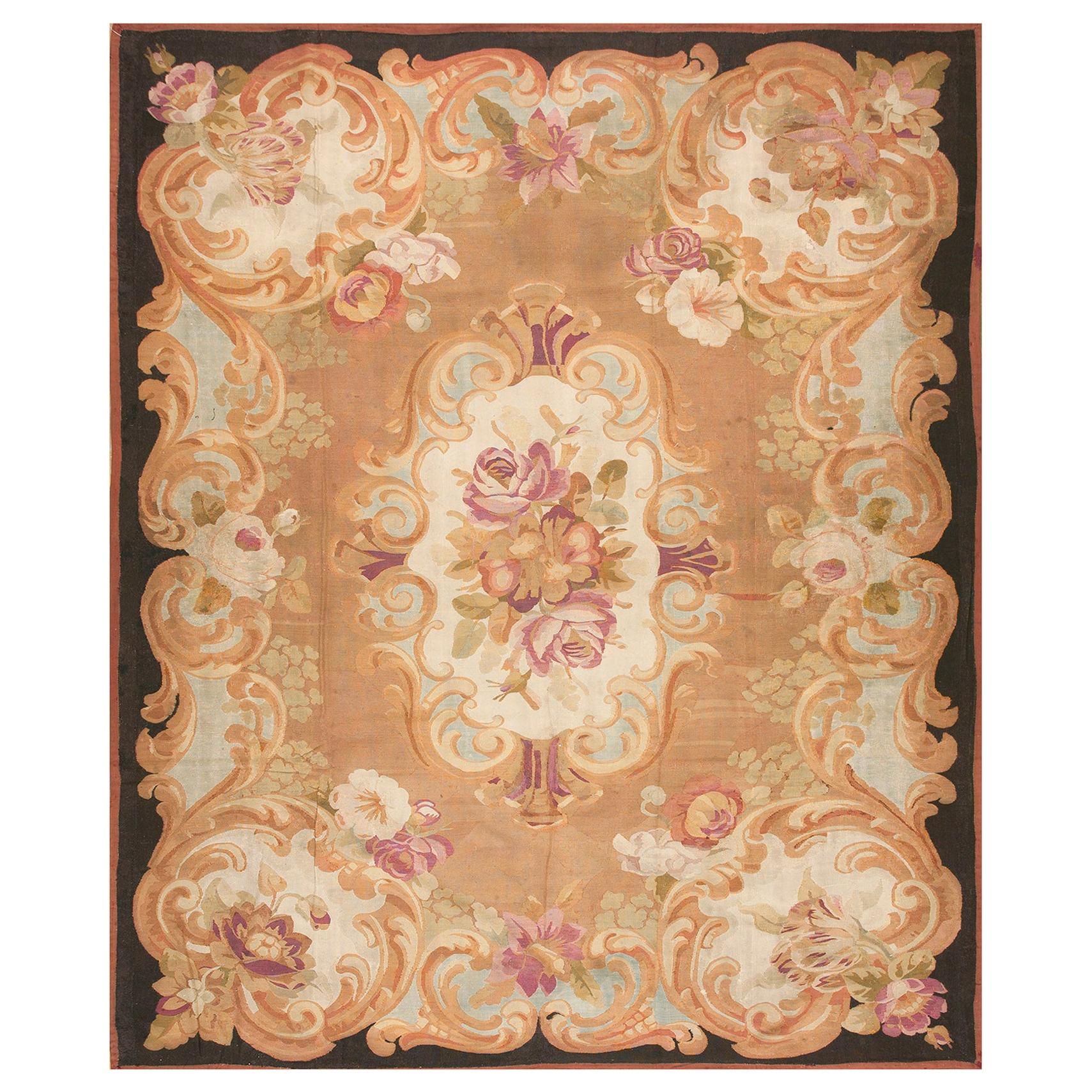 Antique European Aubusson Rug 8'10" x 10' 10" 