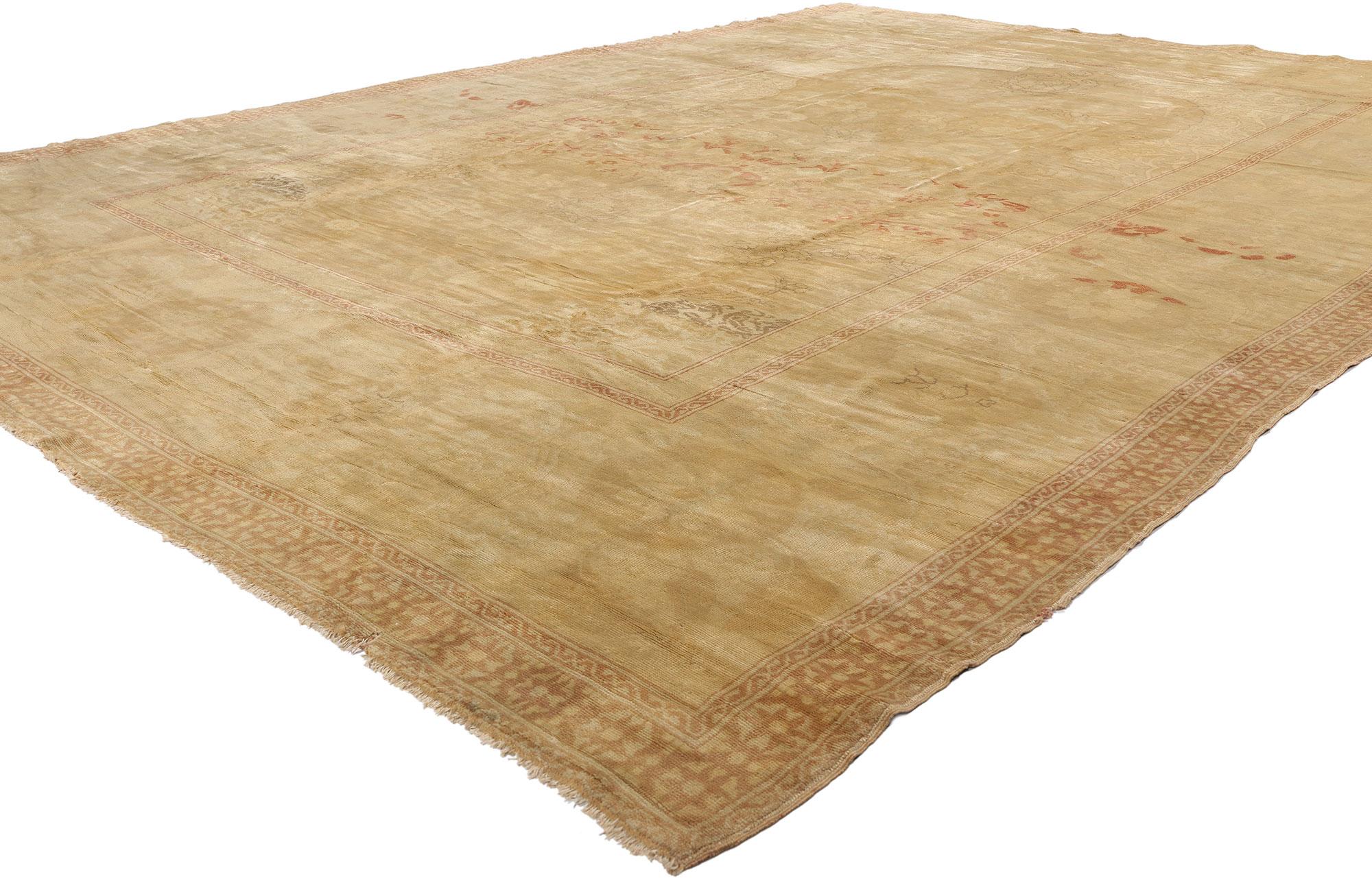 76605 Late 19th Century Antique European Austrian Rug, 10'07 x 14'02. Like a whispered reverie from an imperial age, this extraordinary hand-knotted wool Austrian carpet embodies the quiet opulence of the Late 19th Century Austro-Hungarian Empire.