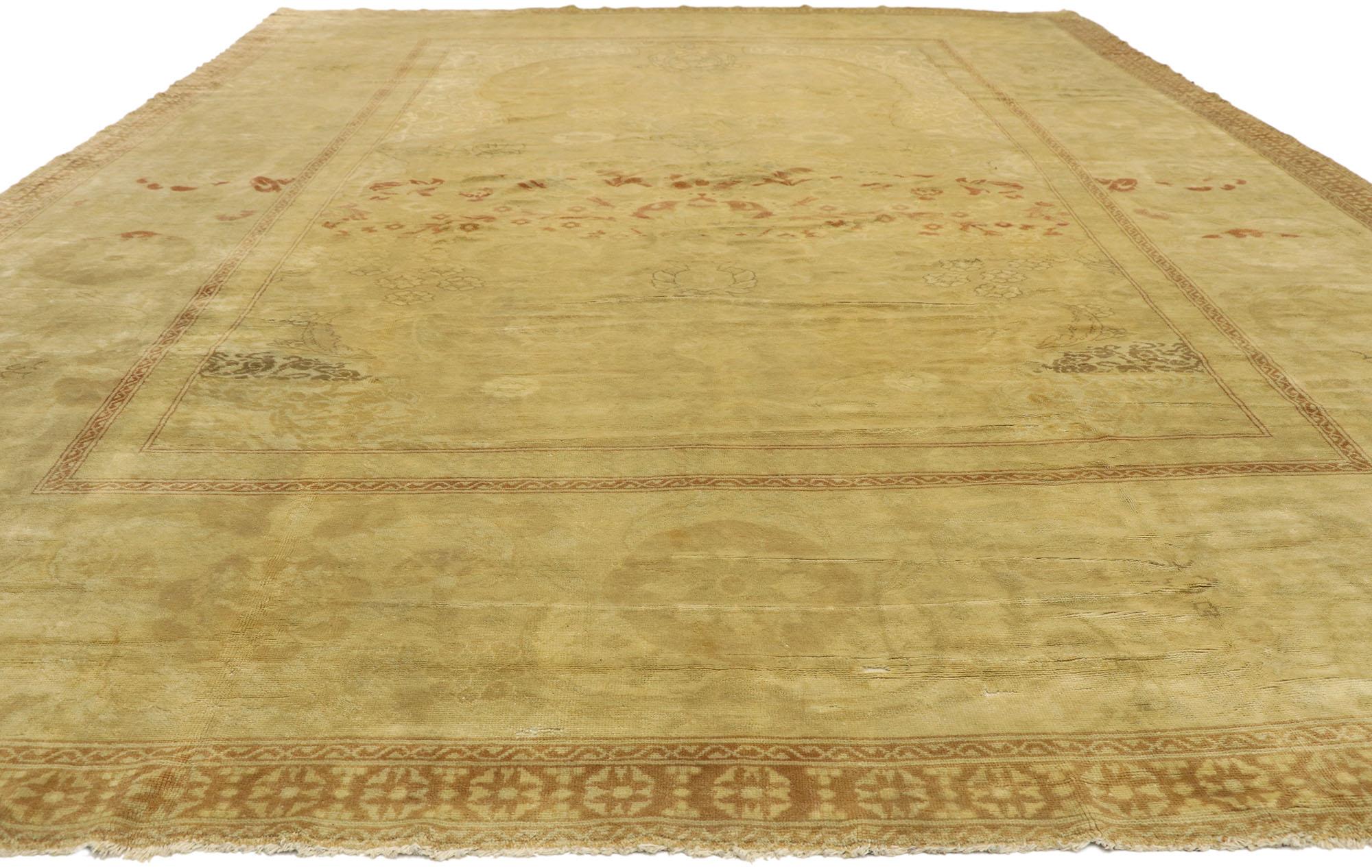 Neoclassical Antique European Austrian Rug, Neoclassic Elegance Meets French Chateau Style For Sale