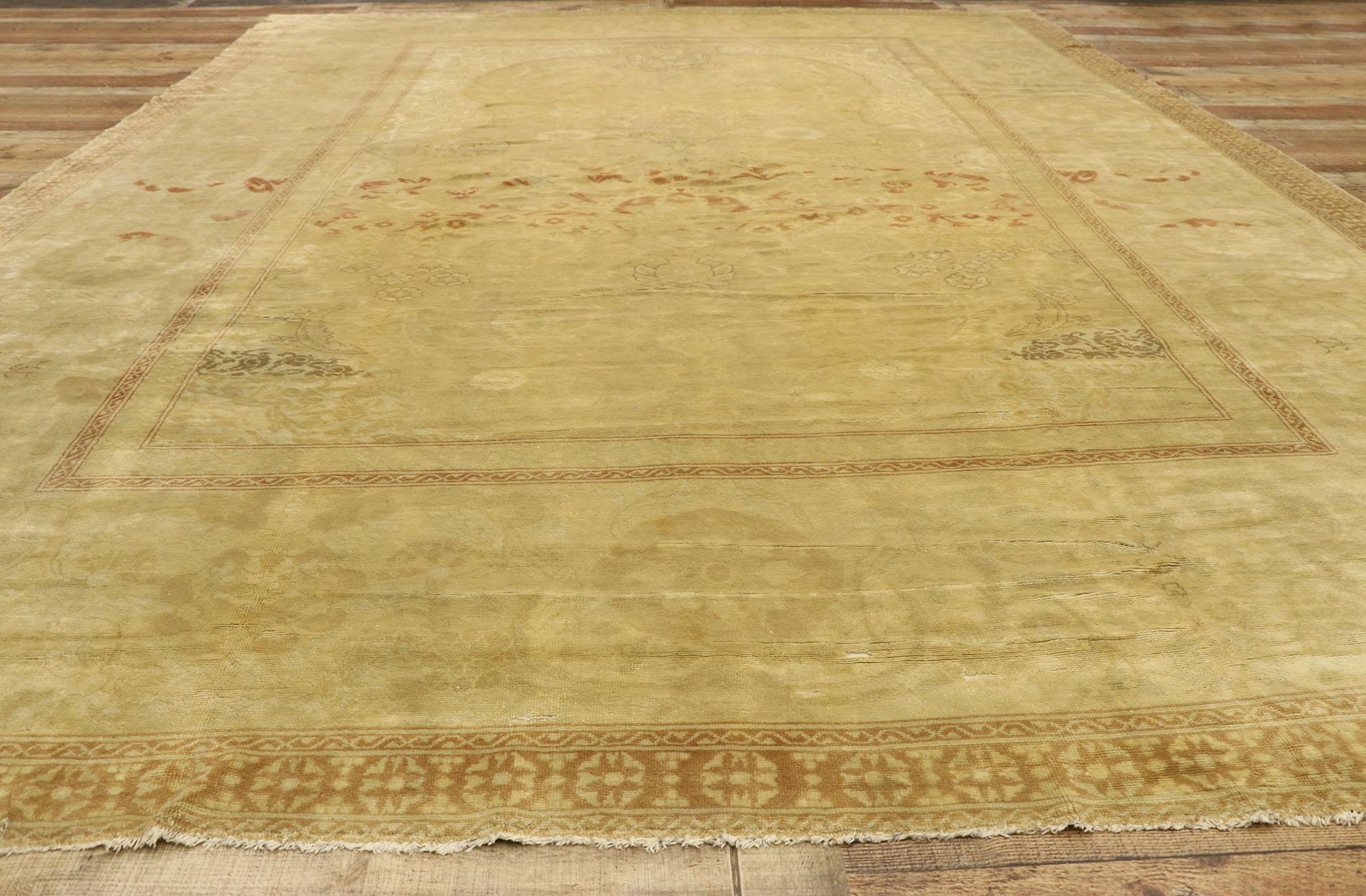 Wool Antique European Austrian Rug, Neoclassic Elegance Meets French Chateau Style For Sale