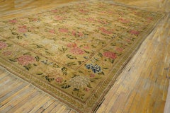 1750s Tan Camel Floral George III Axminster Carpet 11'8"x18'6" Knotted Wool Rug