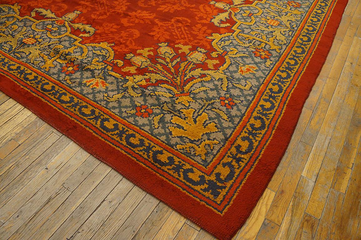 Hand-Knotted Early 20th Century English Edwardian Axminster Carpet (13'8