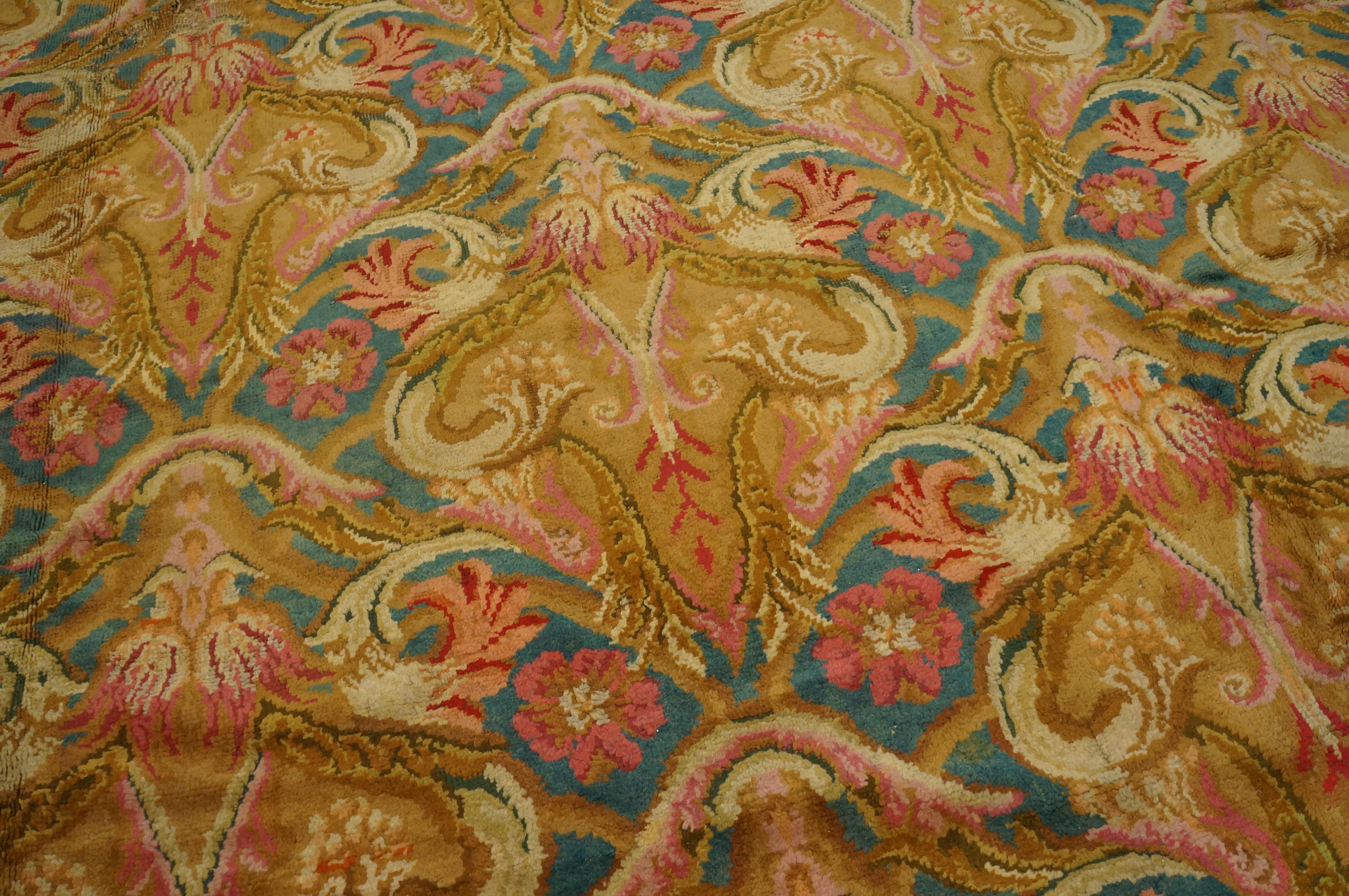 Wool Mid 18th Century English Axminster Carpet ( 13'8