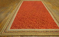 1850s Orange Mid-Victorian Antique English Axminster Carpet 9'8"x17' Wool Rug