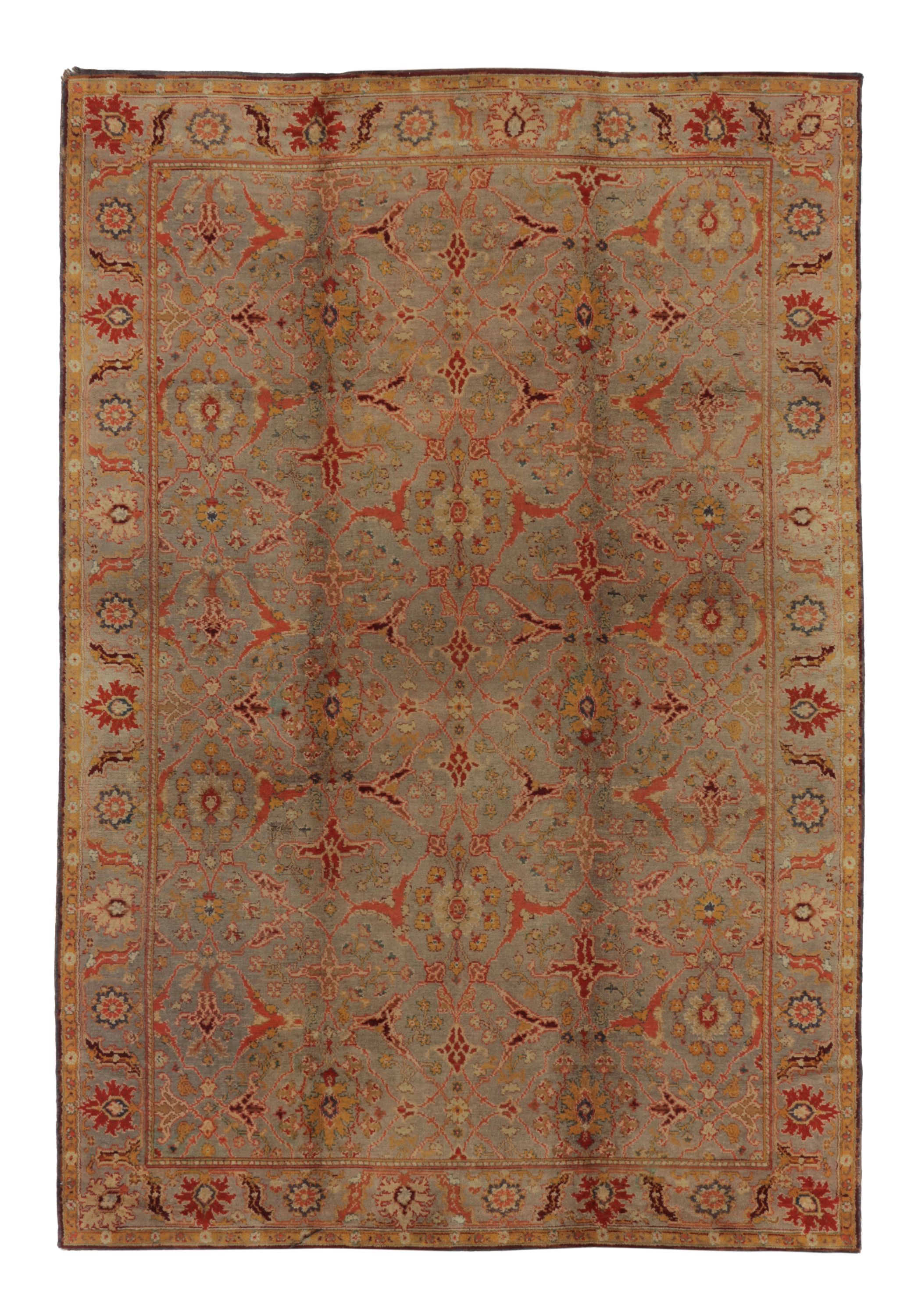 Antiker europäischer Axminster-Teppich Bunte, komplizierte Blumenranken - Rug & Kilim