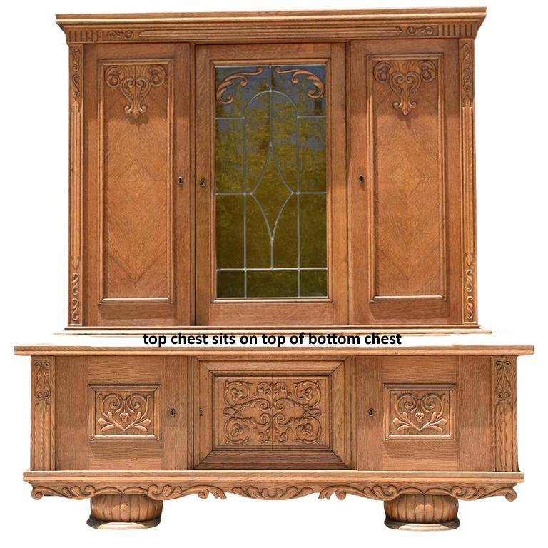 Ancienne armoire belge européenne Blonde en chêne massif Toutes les clés en vente 13