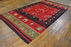 1890s Red Tree Of Life Antique European Besserabian Kilim Rug 6'6"x12'4" Carpet