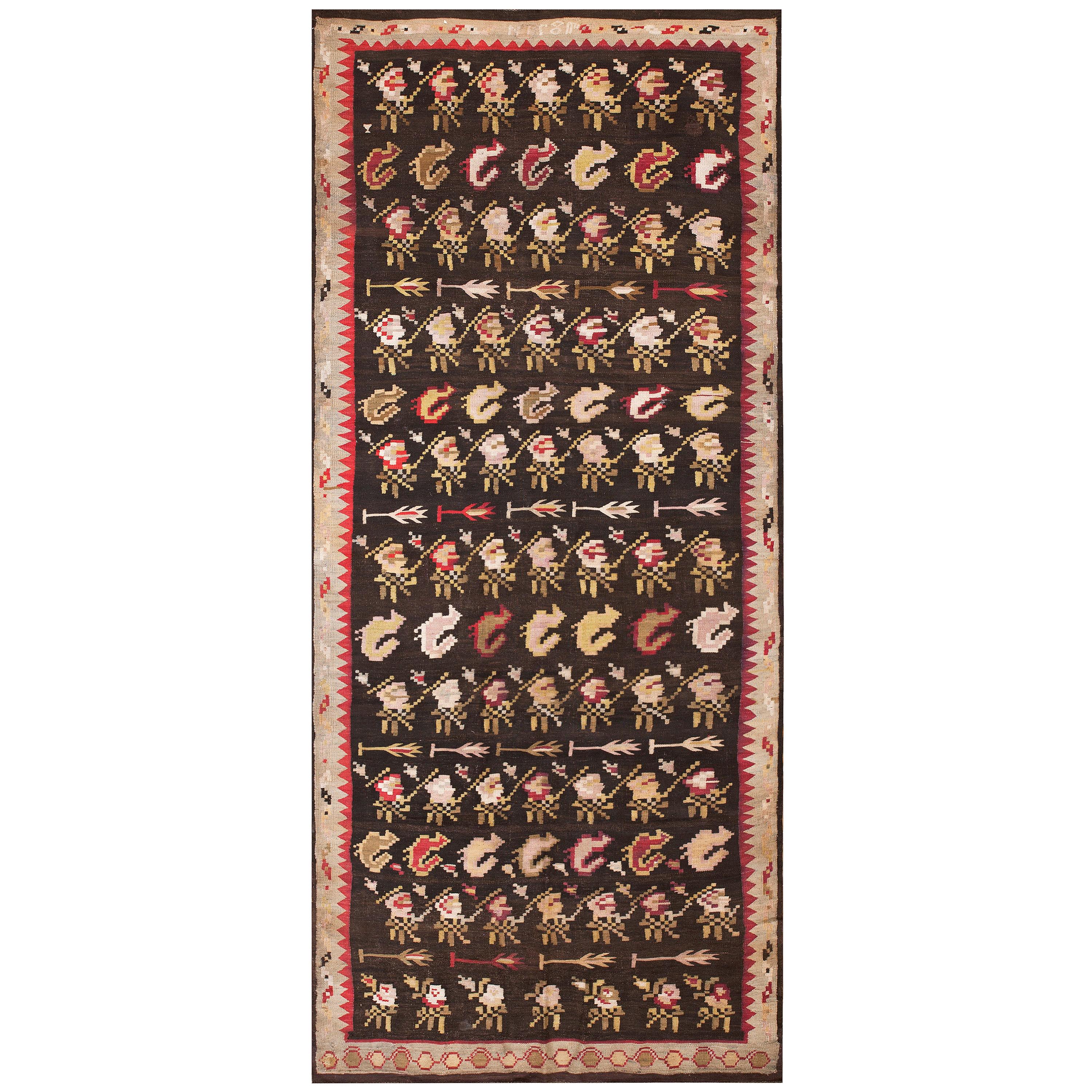 19th Century Besserabian Flat-Weave Dated 1871 ( 5' x 11'2" - 154 x 340 ) For Sale