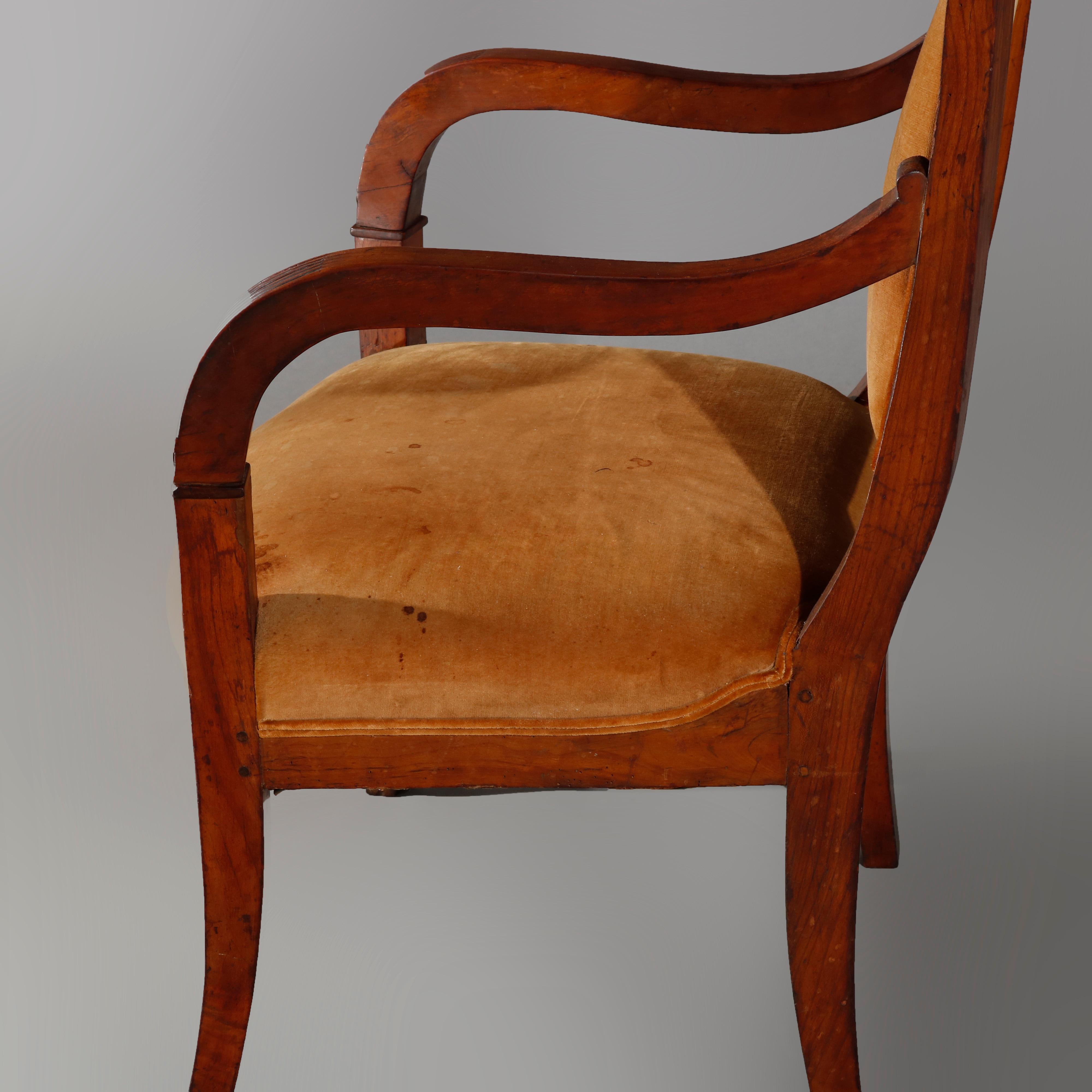 Antique European Biedermeier Walnut Armchair, circa 1820 For Sale 5
