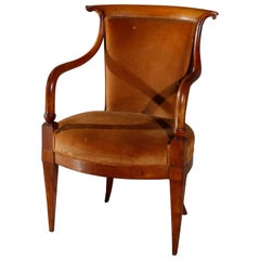 Ancien fauteuil européen Biedermeier en noyer, vers 1820