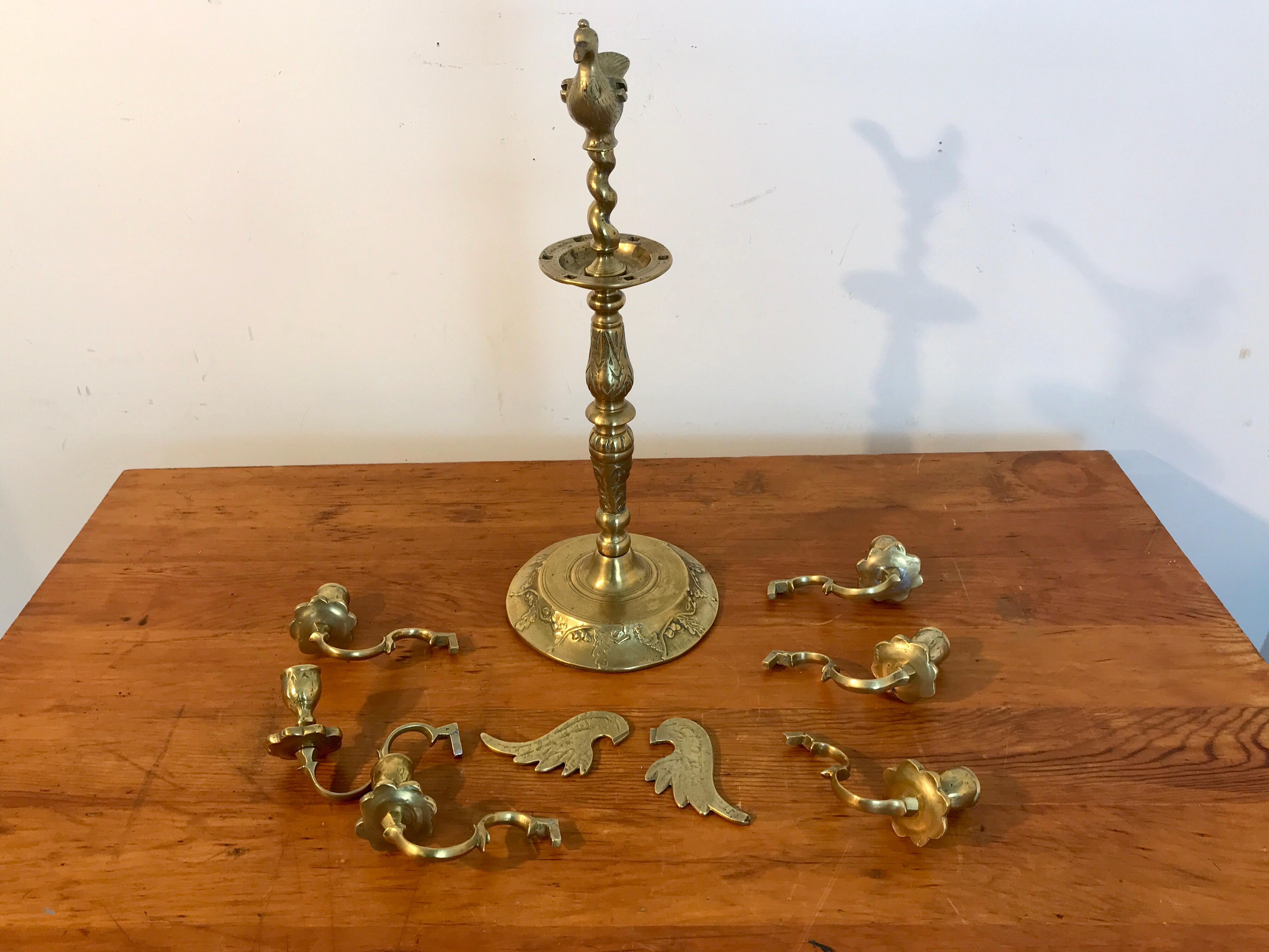 19th Century Antique European Brass Figural Candelabra For Sale