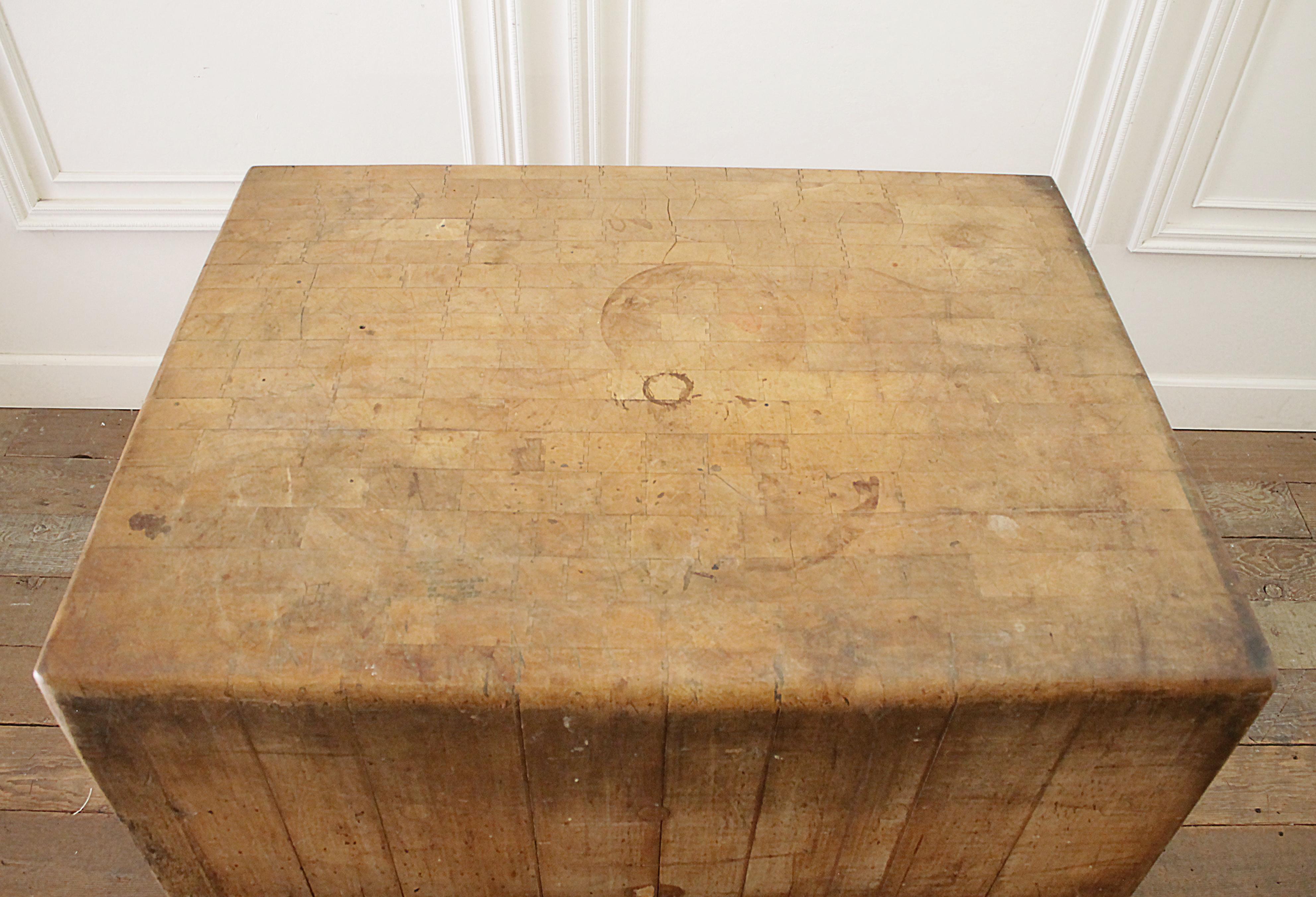 Antique European Butcher Block Table 9