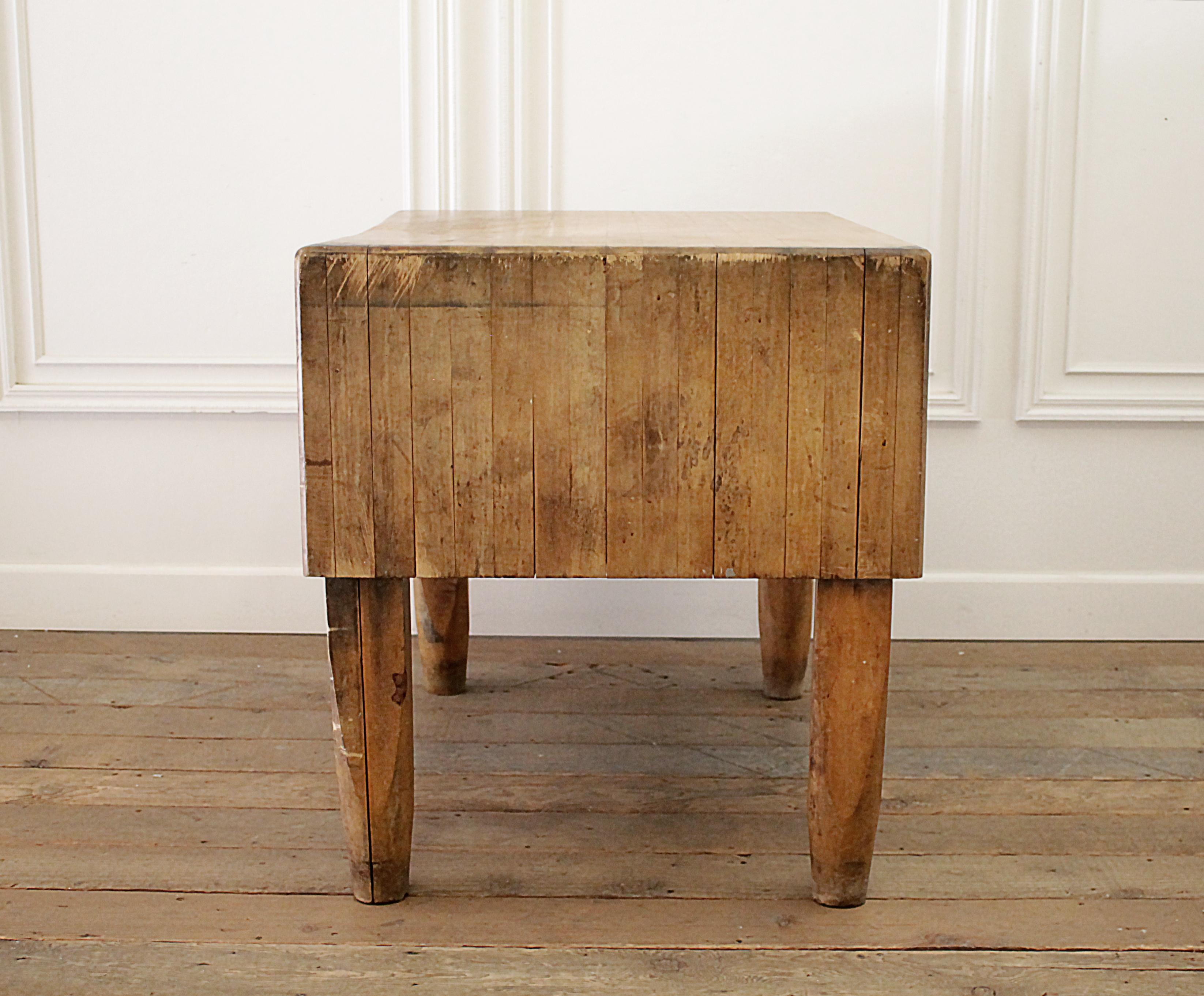 Antique European Butcher Block Table In Fair Condition In Brea, CA