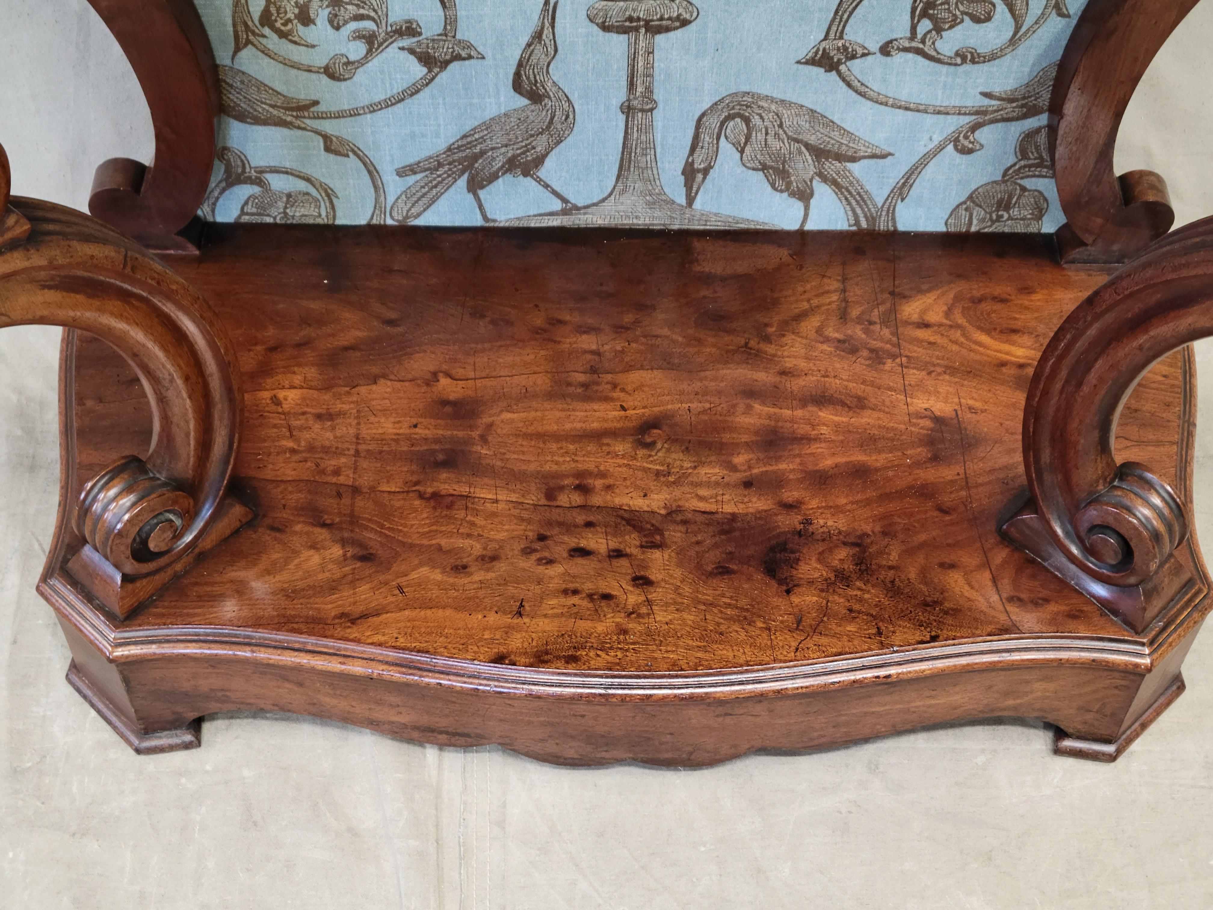 19th Century Antique Louis Phillipe Console Table with Thibaut Renaissance Fabric Panel