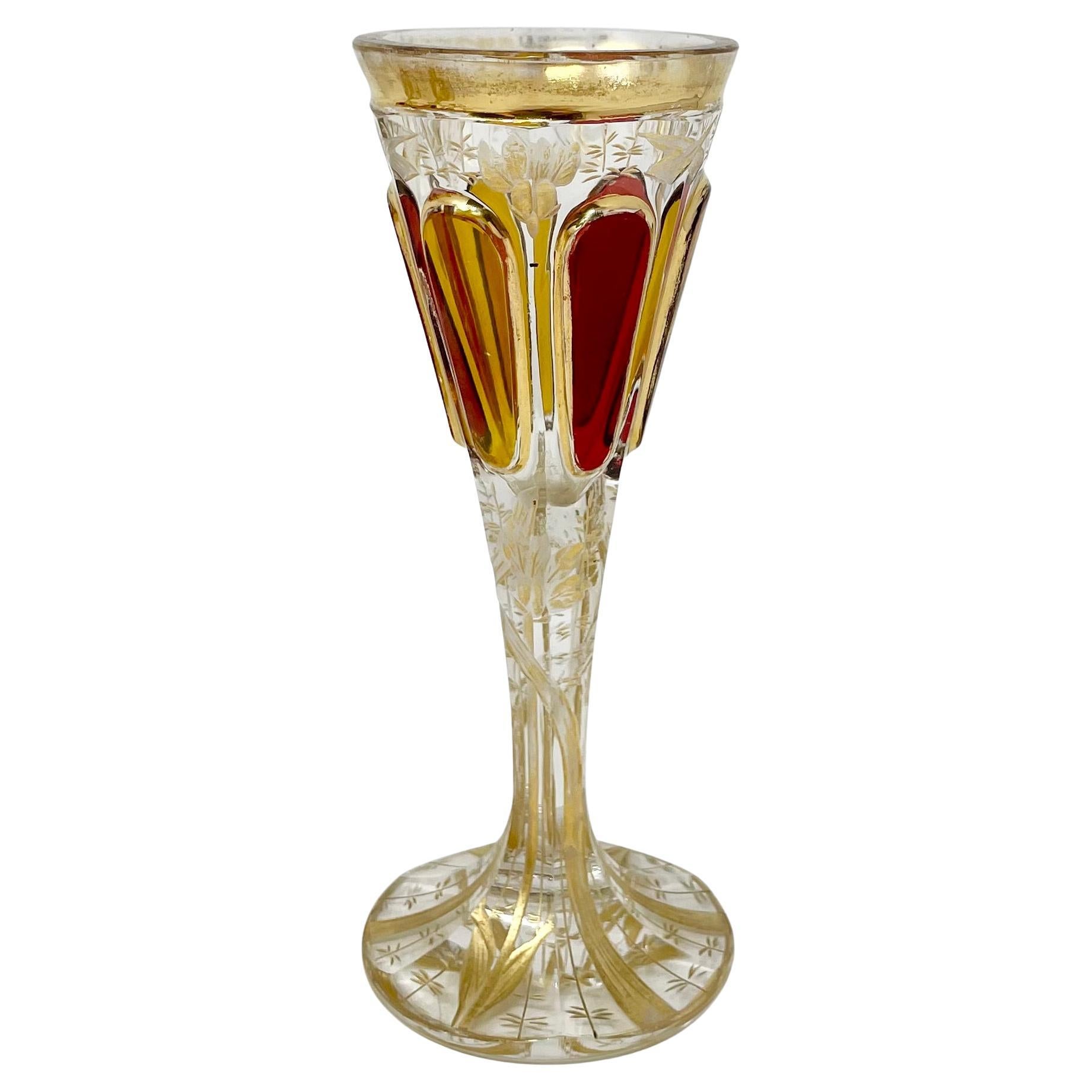Antique European Cut Crystal Ruby Glass Decanter, 10 Cordials & Tray, Circa 1920 For Sale 4