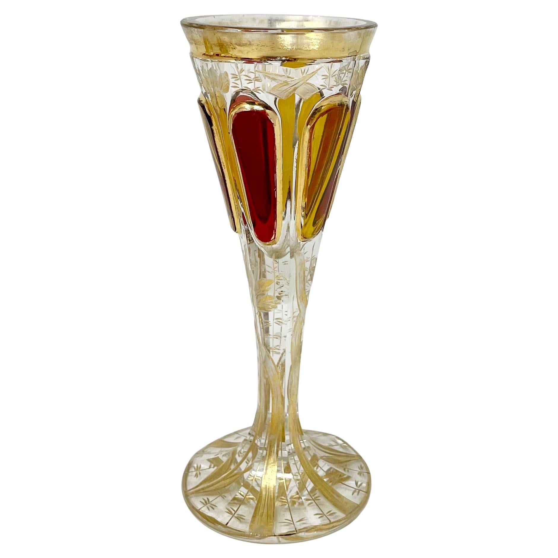 Antique European Cut Crystal Ruby Glass Decanter, 10 Cordials & Tray, Circa 1920 For Sale 5