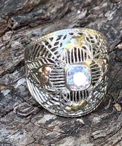 Antique European Cut Diamond 14 Karat Gold Filigree Mount Ring - Size 6 1/4