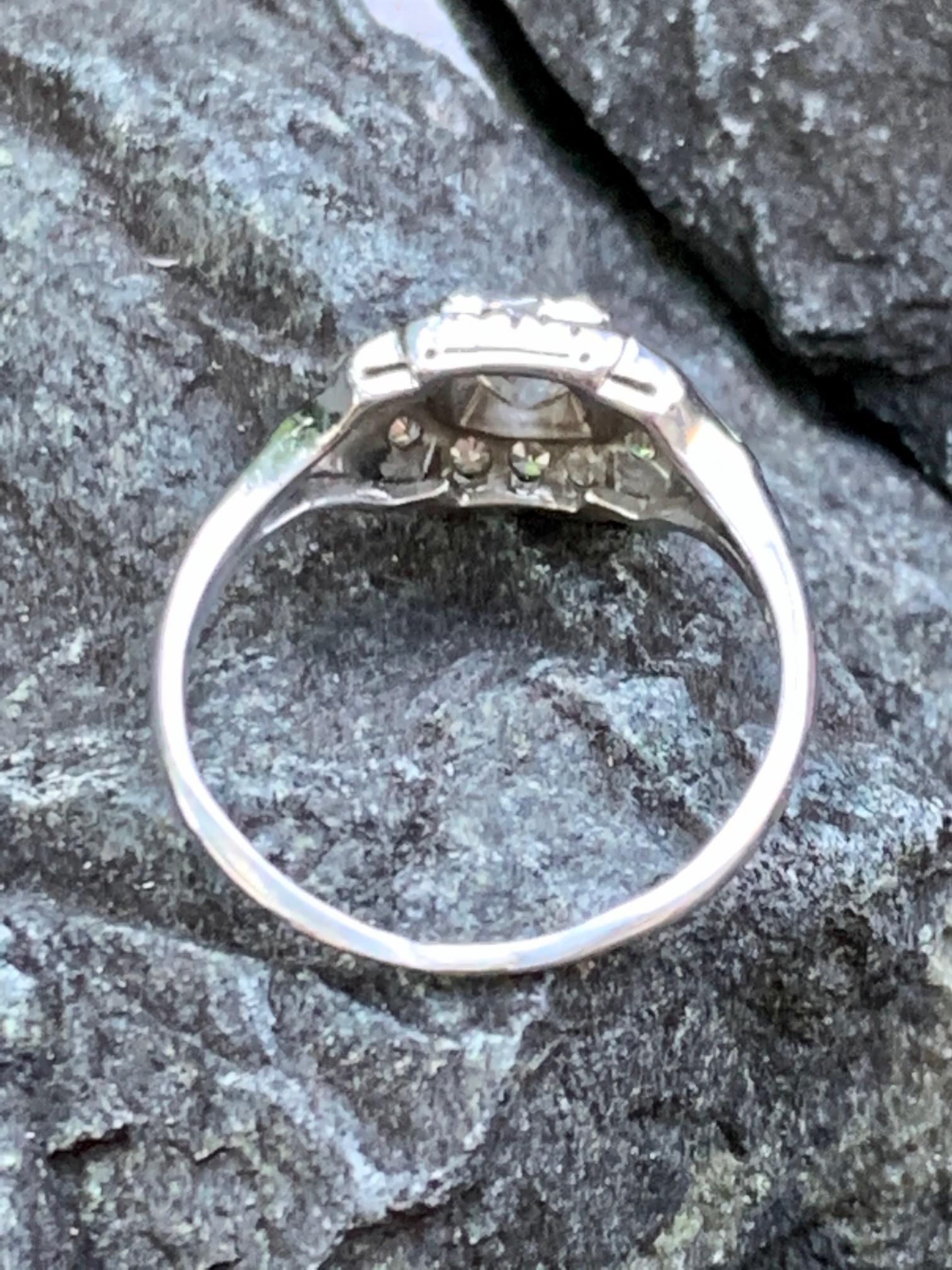 Antique European Cut Diamond Platinum Ring In Good Condition In St. Louis Park, MN